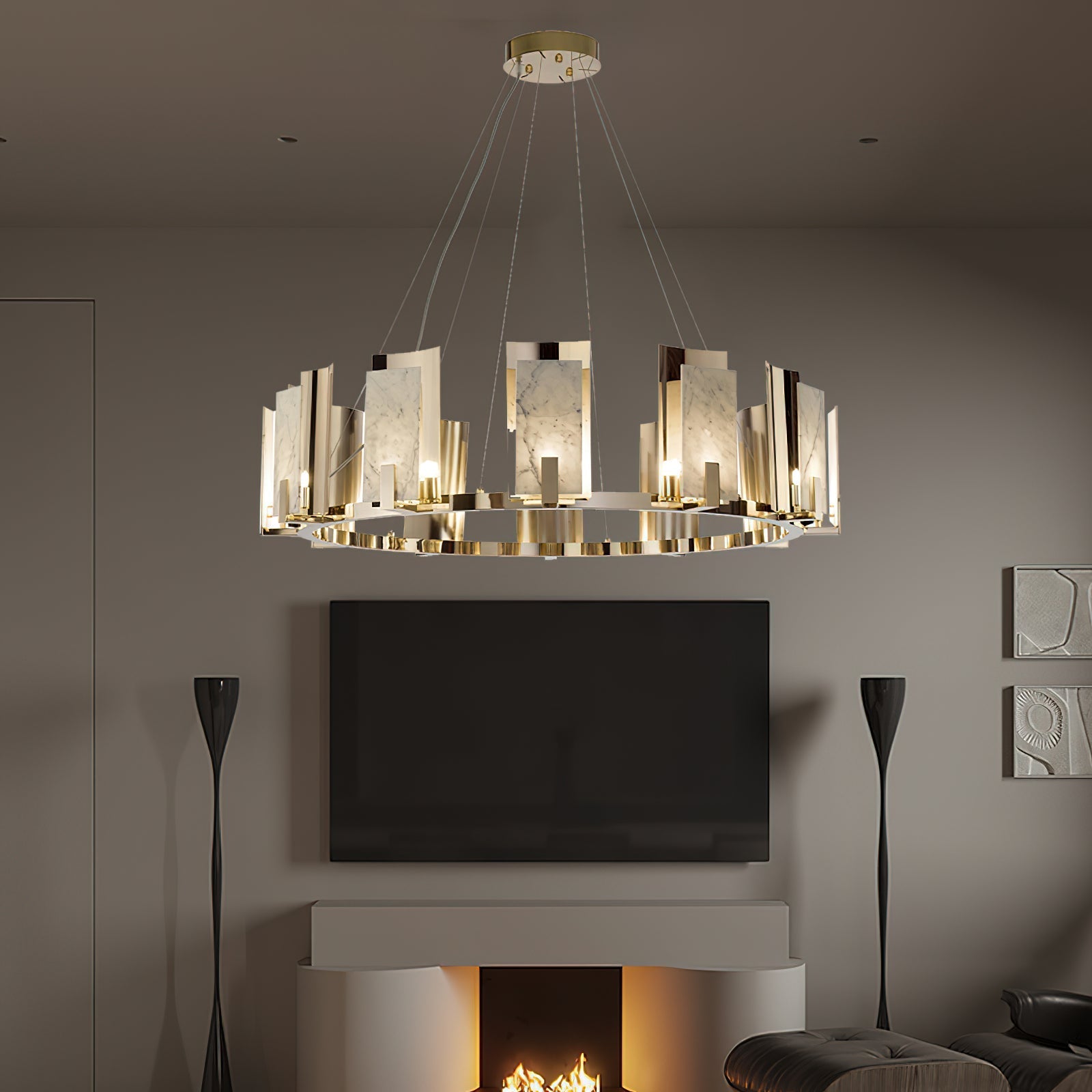 Nyraeila Postmodern Luxury Alabaster Round Chandelier - Letslighting