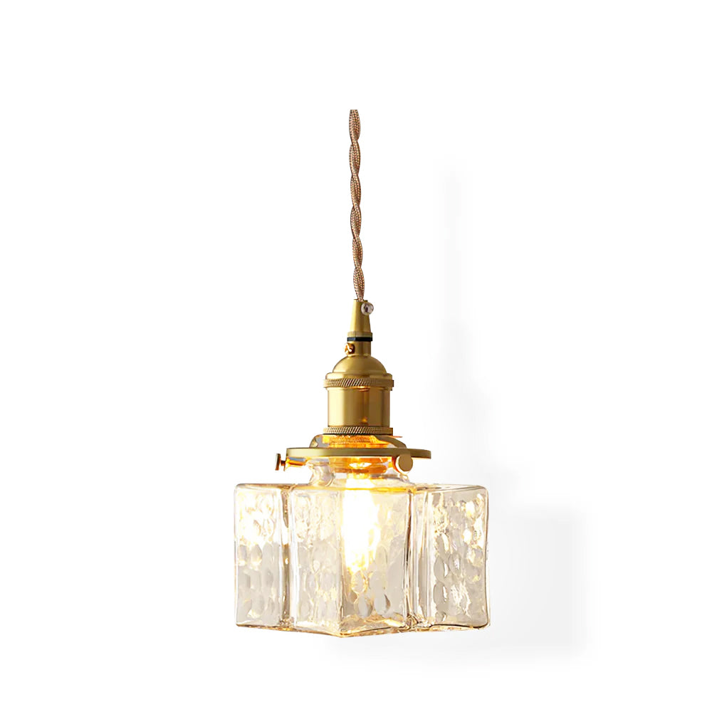 Valentina Vintage Glass Brass Hammered Pendant Light - Letslighting