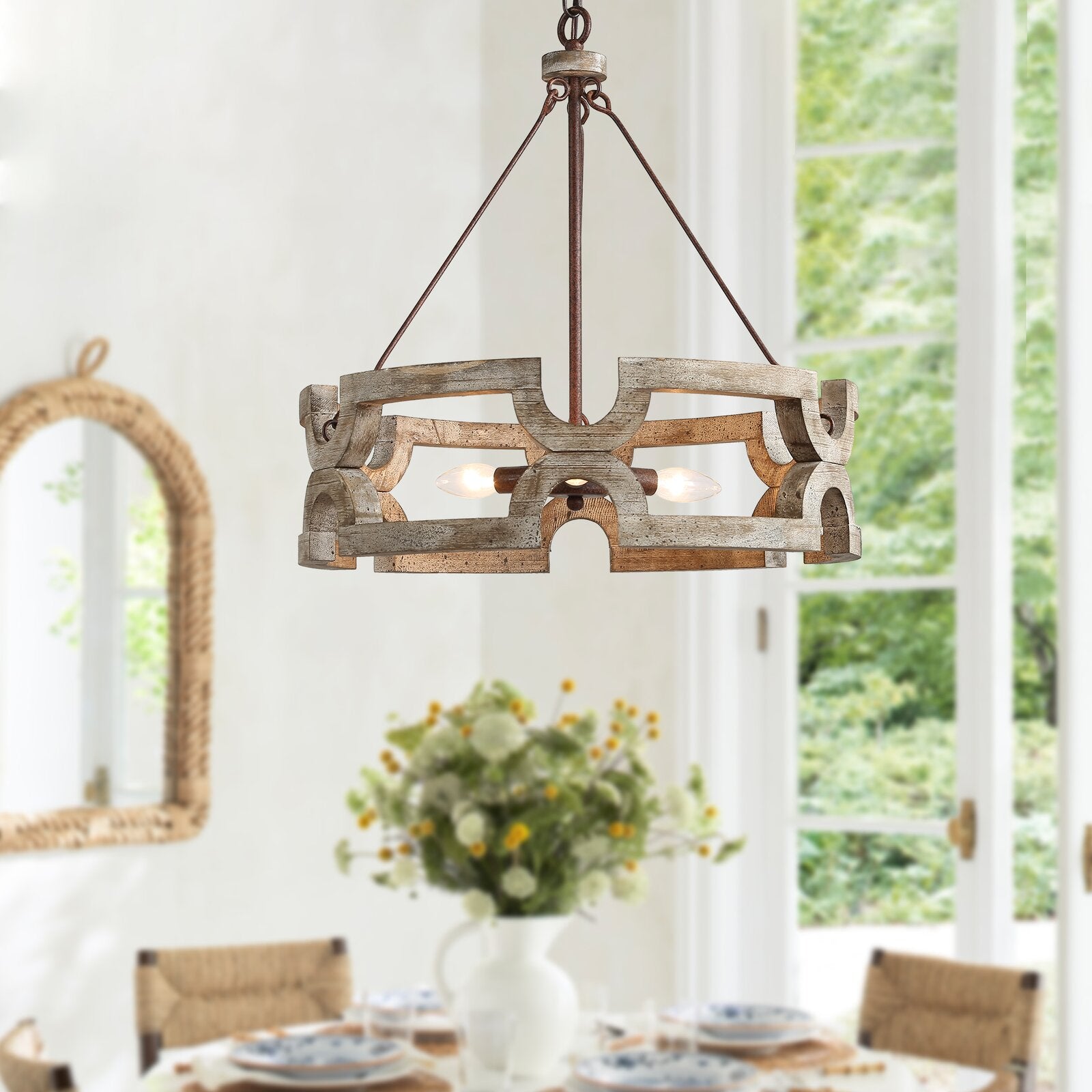 Muto Vintage Wood Chandeliers Rust color - Letslighting