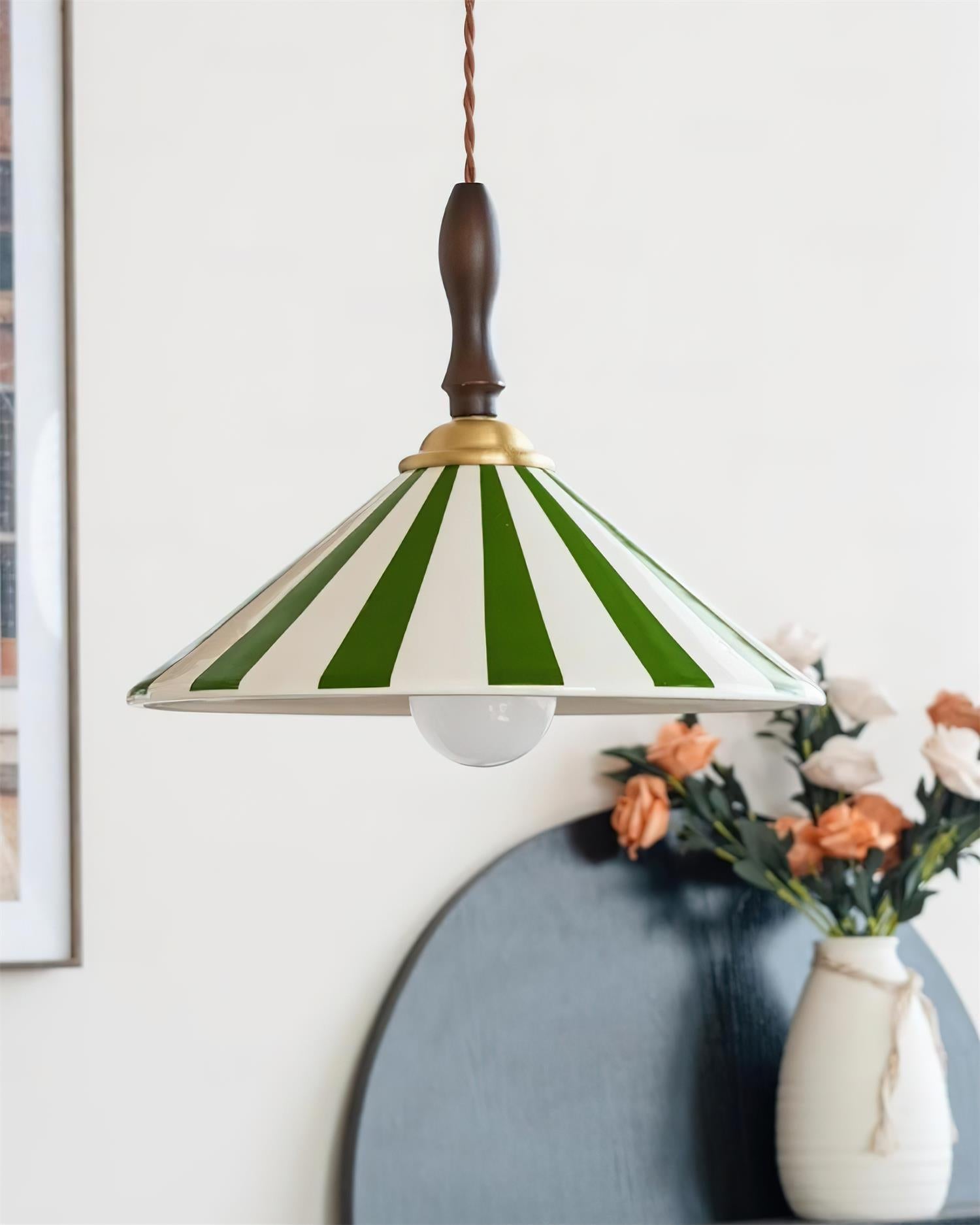 Jollycap Pendant Lamp Striped Ceramic Shade - Letslighting