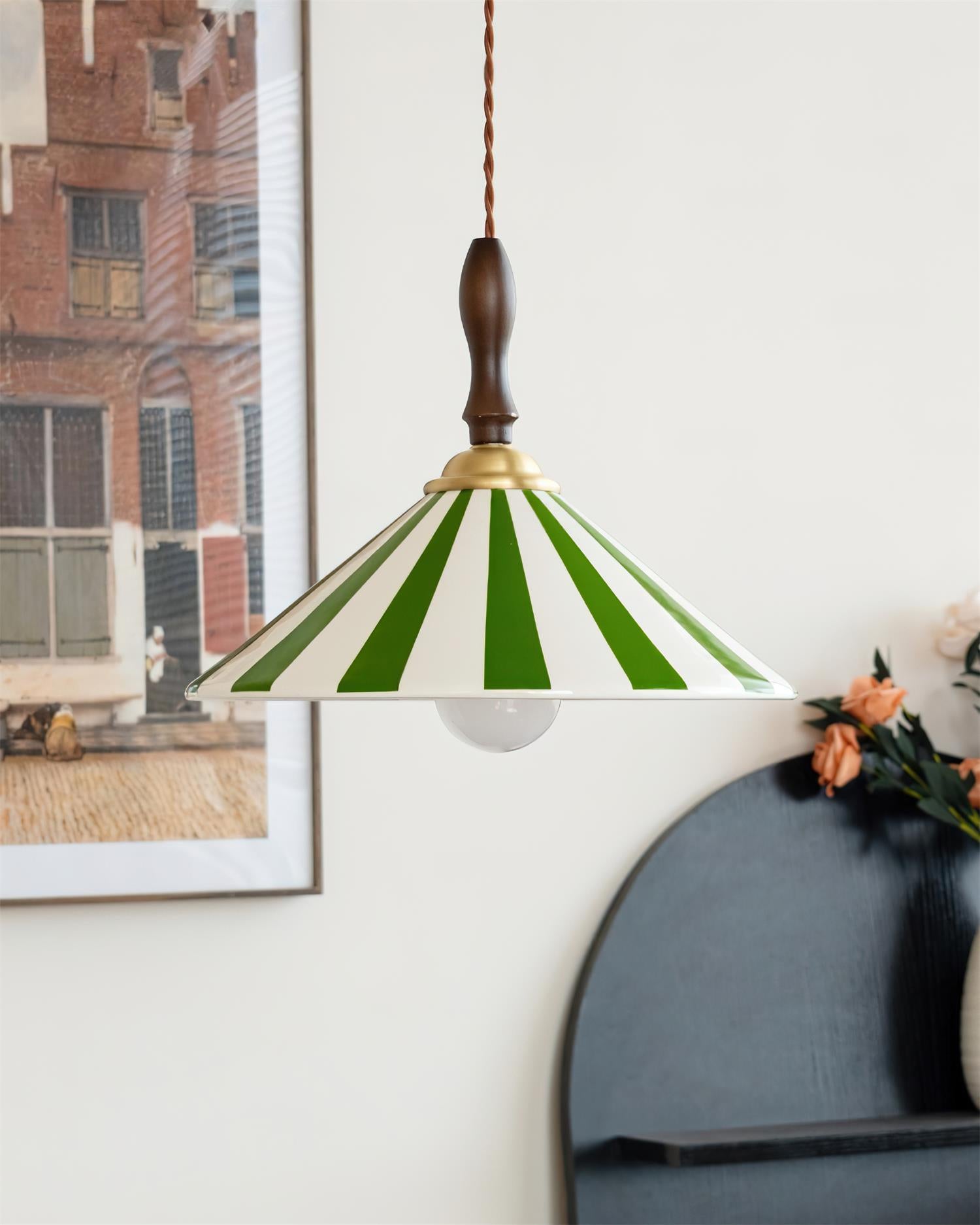 Jollycap Pendant Lamp Striped Ceramic Shade - Letslighting