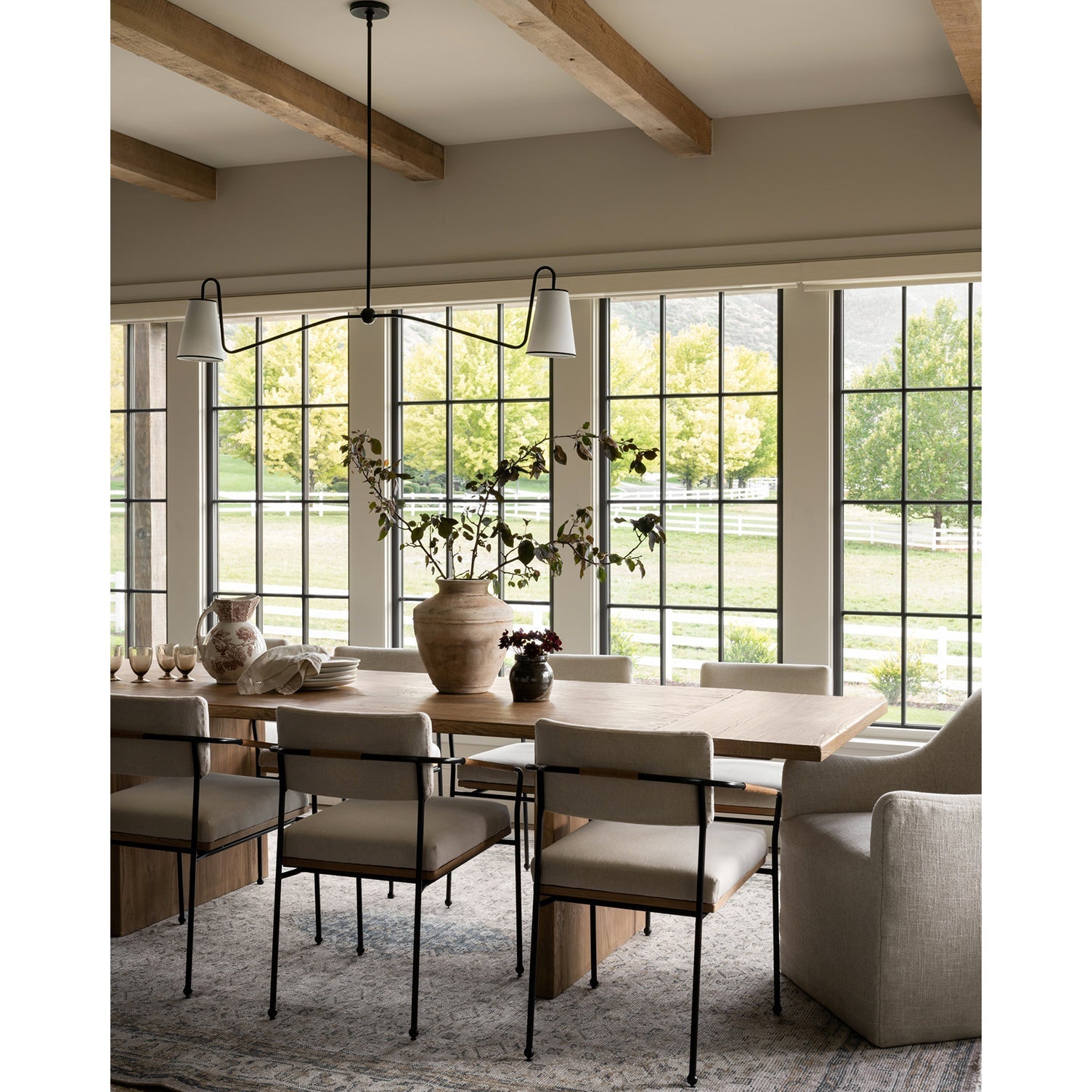 Ormirarae Vintage Industrial Linear Brass Fabric Pendant Lamp - Letslighting