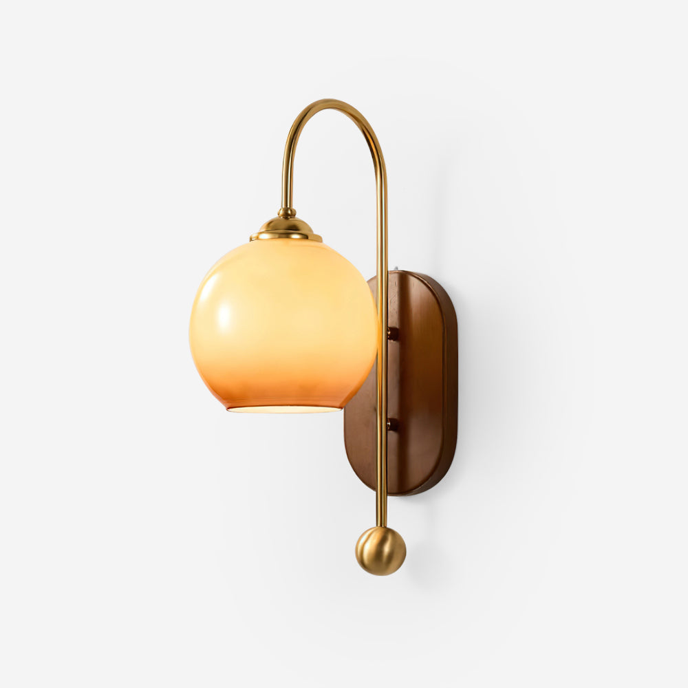 Wall Lamp and Glass Smooth Globe with Wooden Backplate - Letslighting