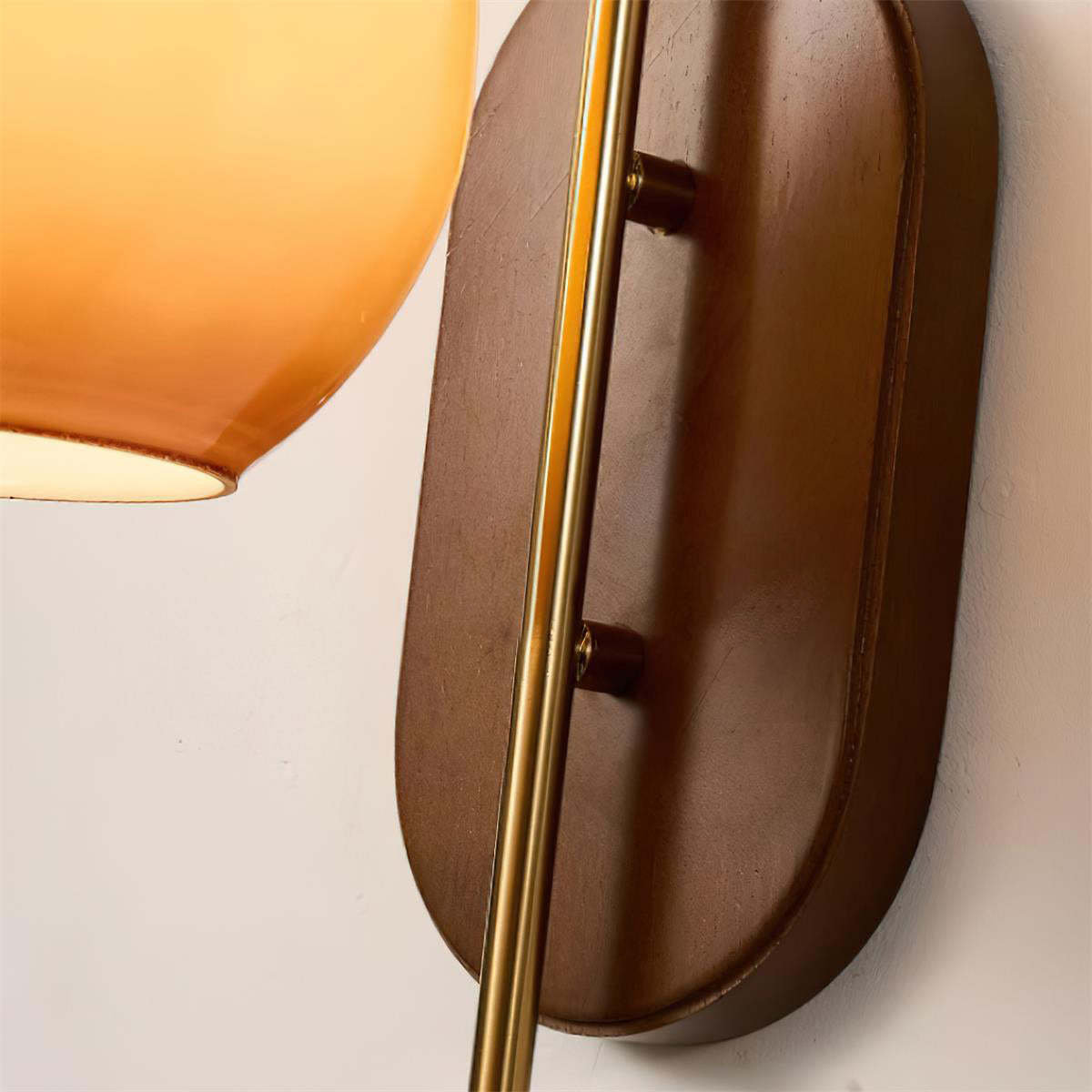 Wall Lamp and Glass Smooth Globe with Wooden Backplate - Letslighting