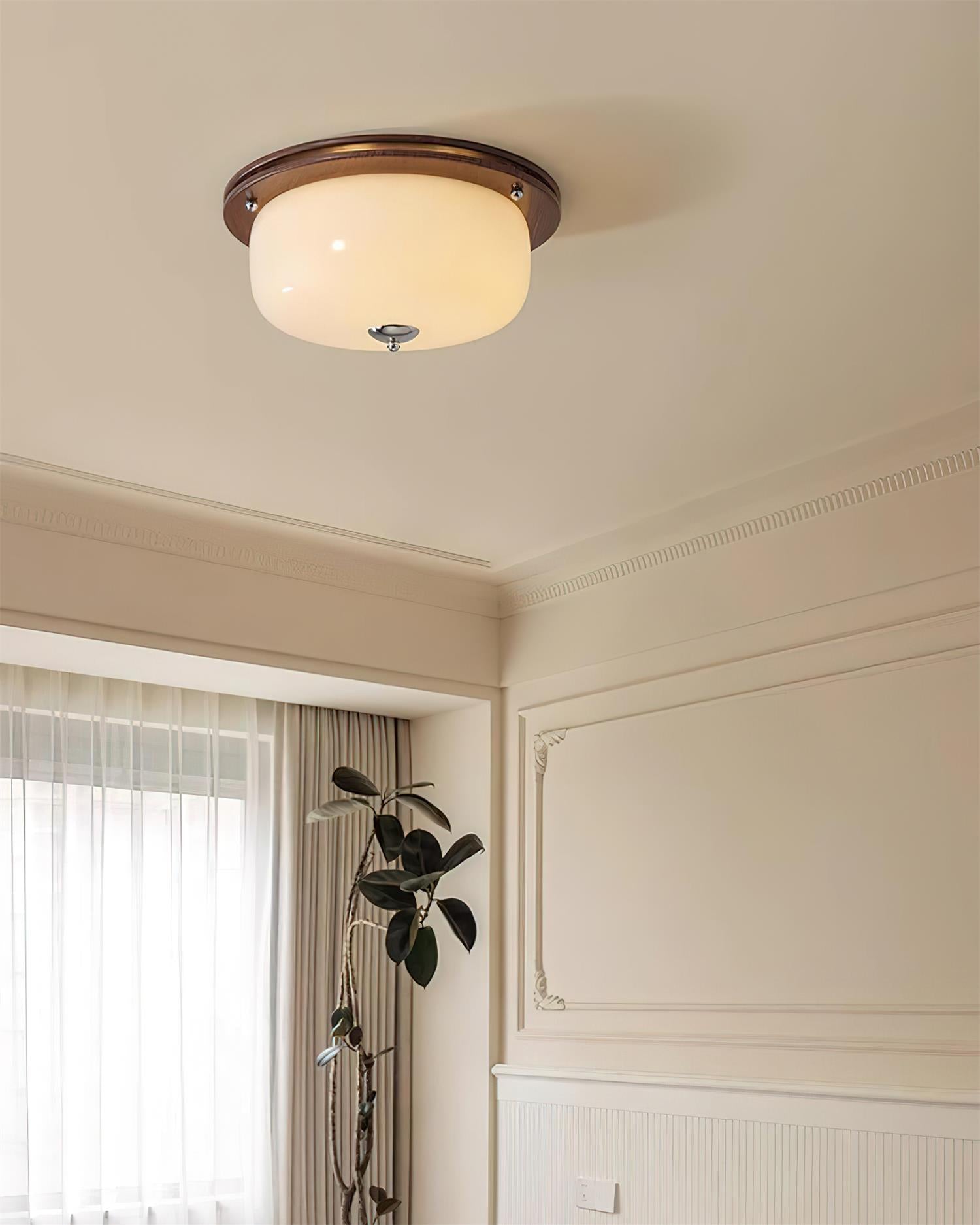 Ceiling Light Glass Flush Mount Modern Minimalist Walnut Brown - Letslighting