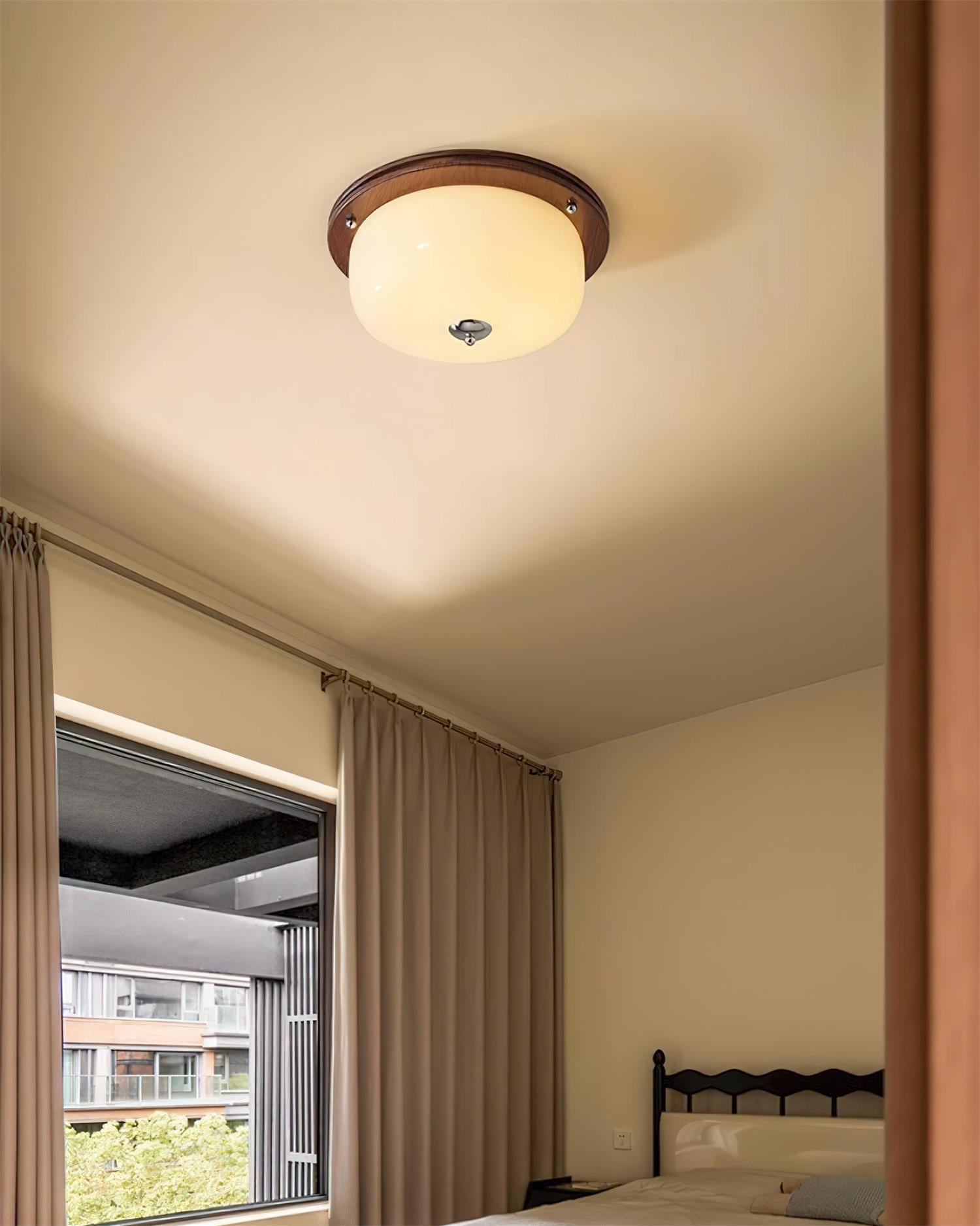 Ceiling Light Glass Flush Mount Modern Minimalist Walnut Brown - Letslighting