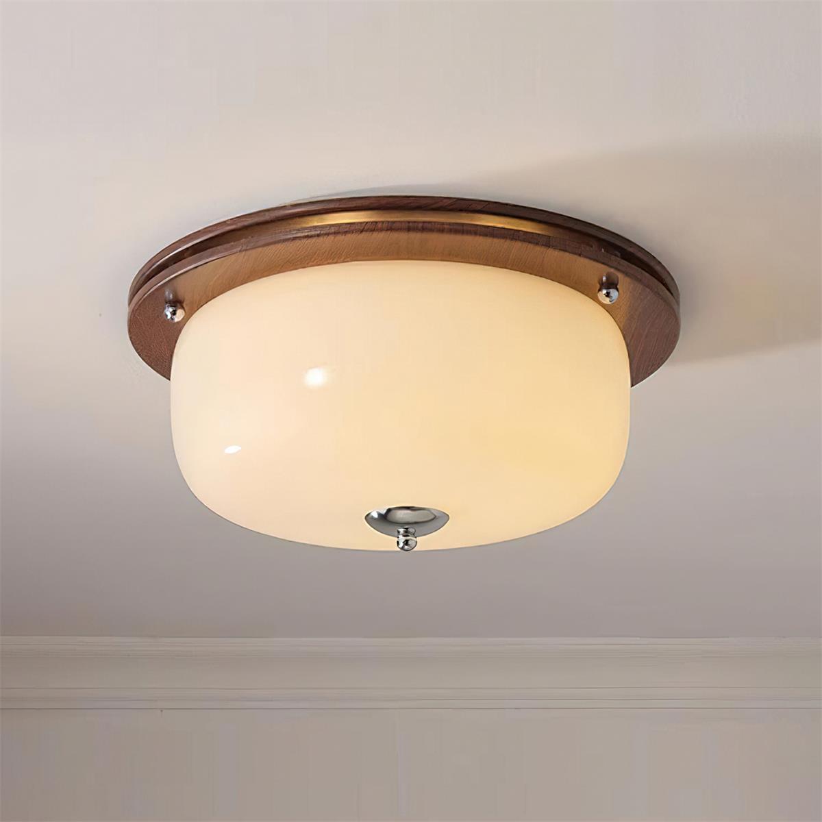 Ceiling Light Glass Flush Mount Modern Minimalist Walnut Brown - Letslighting