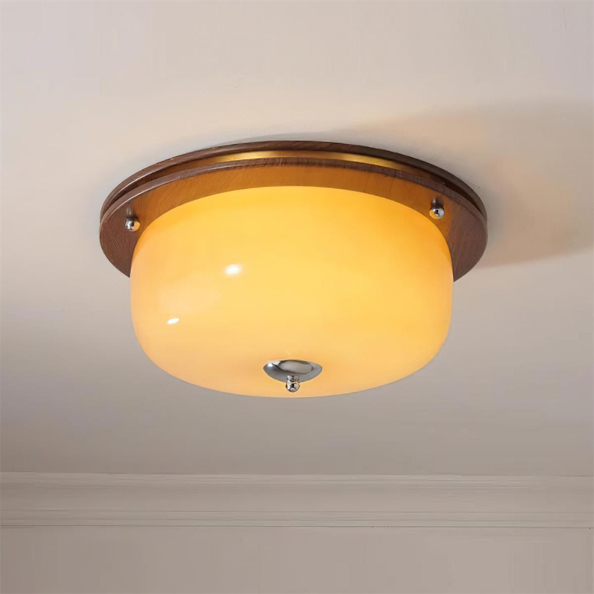 Ceiling Light Glass Flush Mount Modern Minimalist Walnut Brown - Letslighting