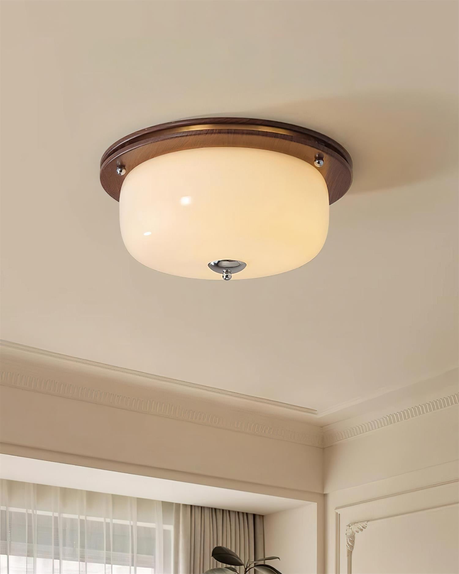 Ceiling Light Glass Flush Mount Modern Minimalist Walnut Brown - Letslighting