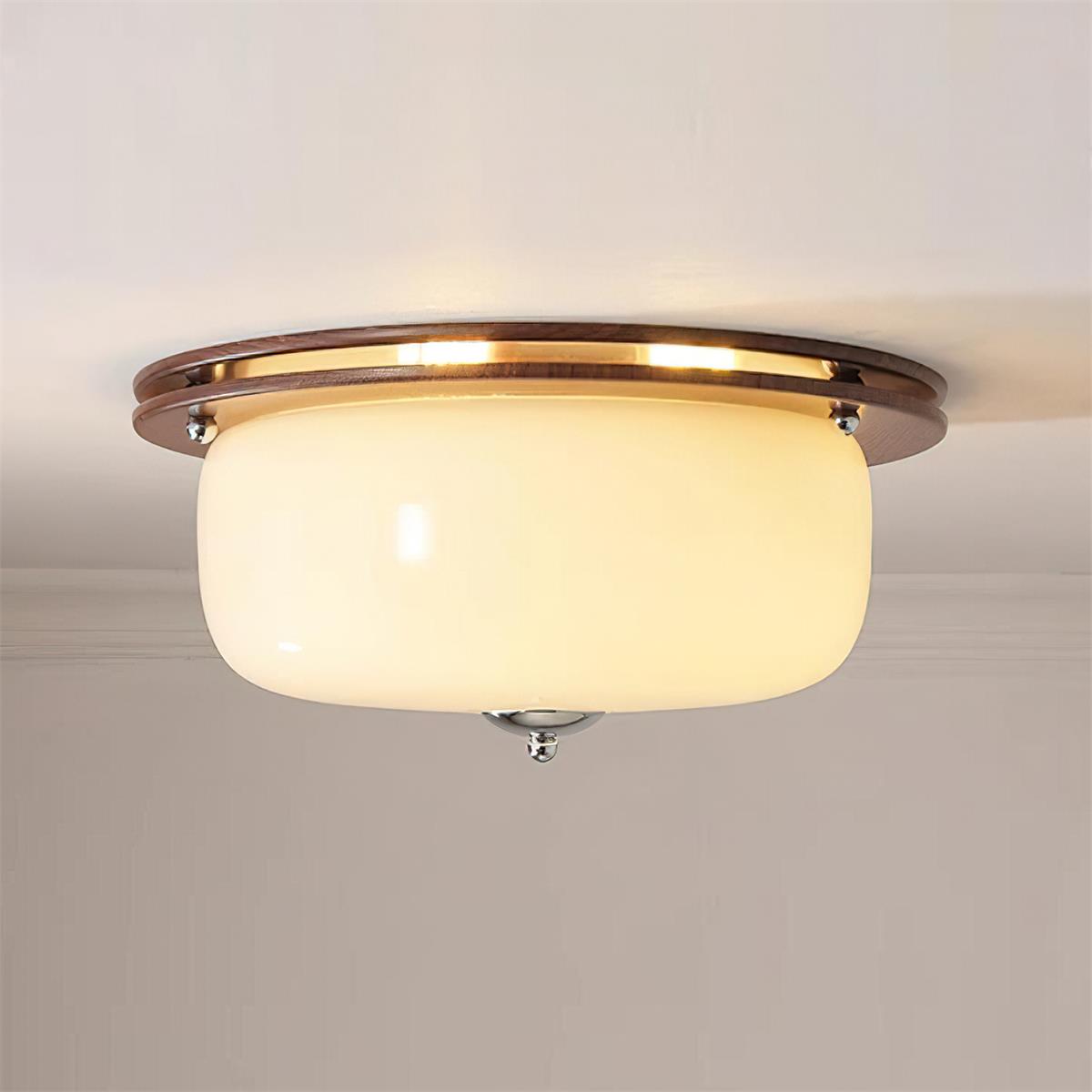 Ceiling Light Glass Flush Mount Modern Minimalist Walnut Brown - Letslighting
