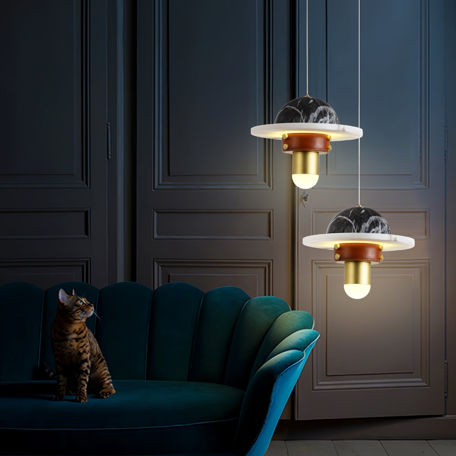 Jutta Pendant Lamp Marble Leather Fusion - Letslighting