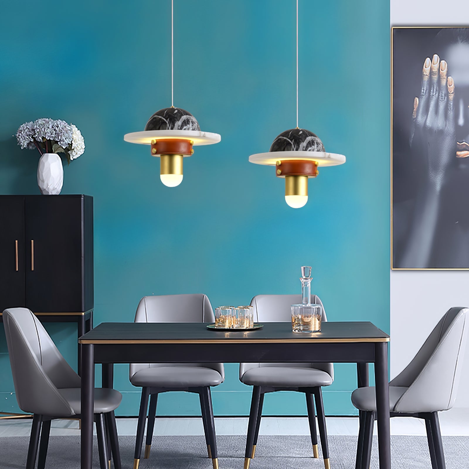 Jutta Pendant Lamp Marble Leather Fusion - Letslighting