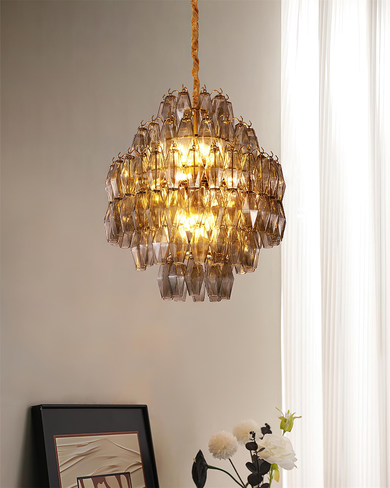 Kaelis Chandelier Tiered Prism Cascade - Letslighting