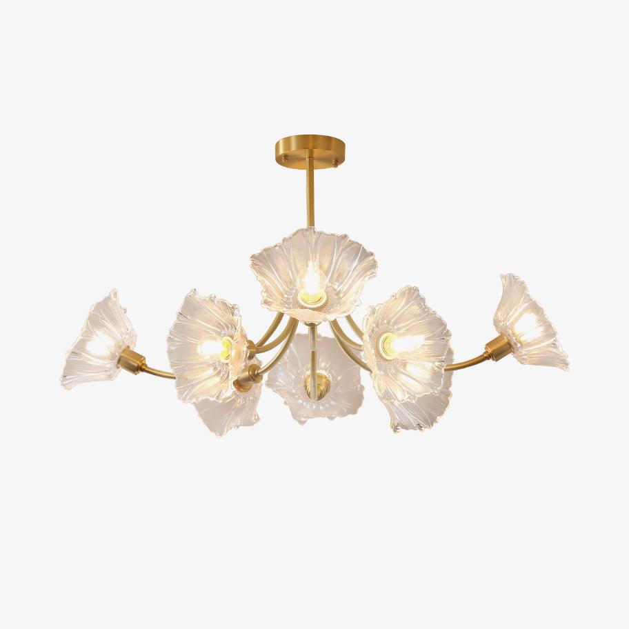 Lustra Chandelier Flower Glass with Brass Finish - Letslighting