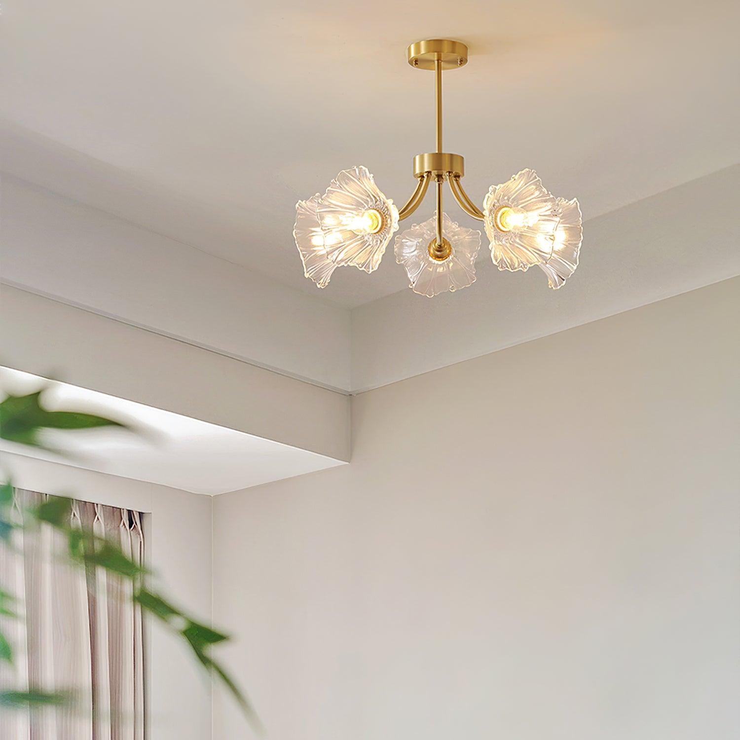 Lustra Chandelier Flower Glass with Brass Finish - Letslighting
