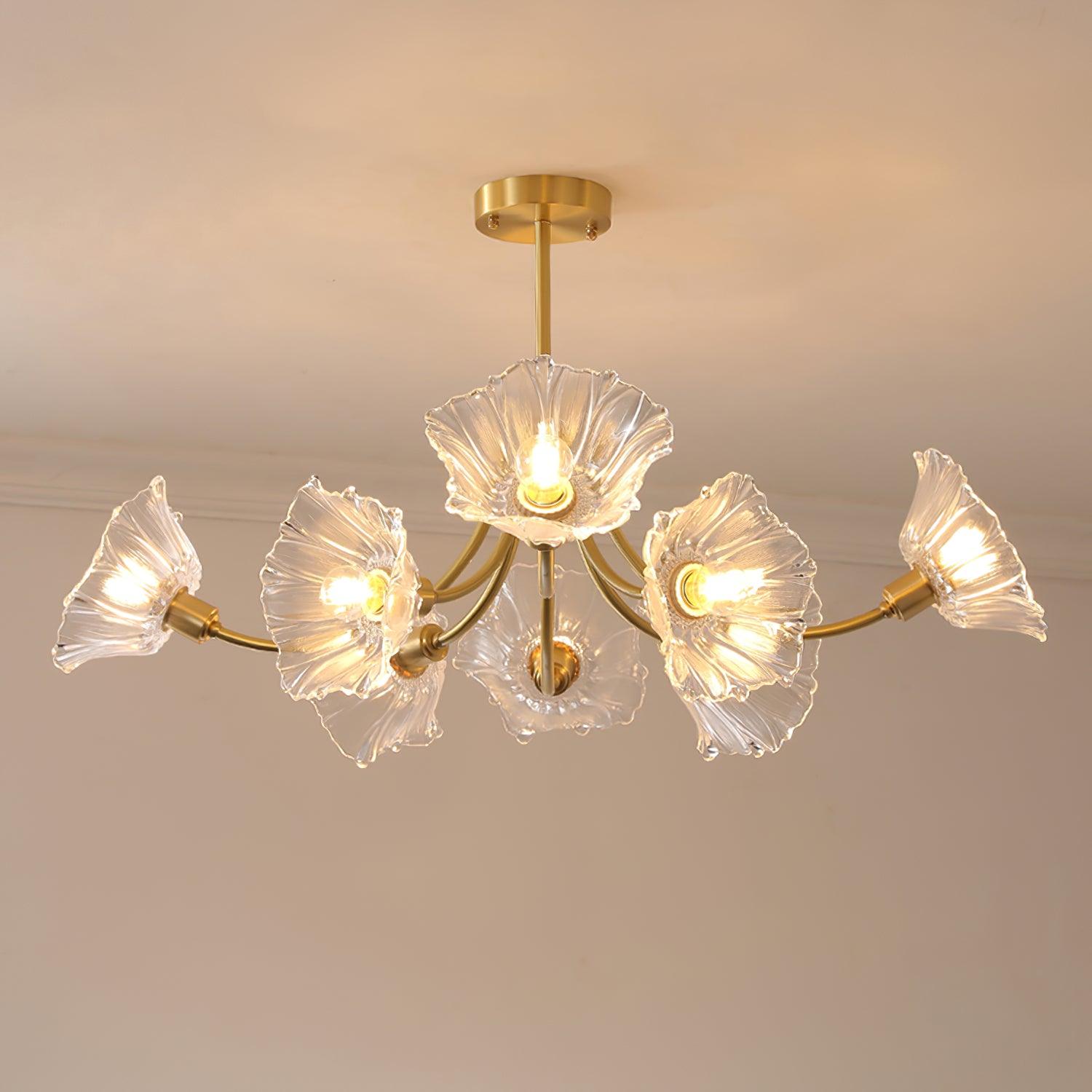 Lustra Chandelier Flower Glass with Brass Finish - Letslighting