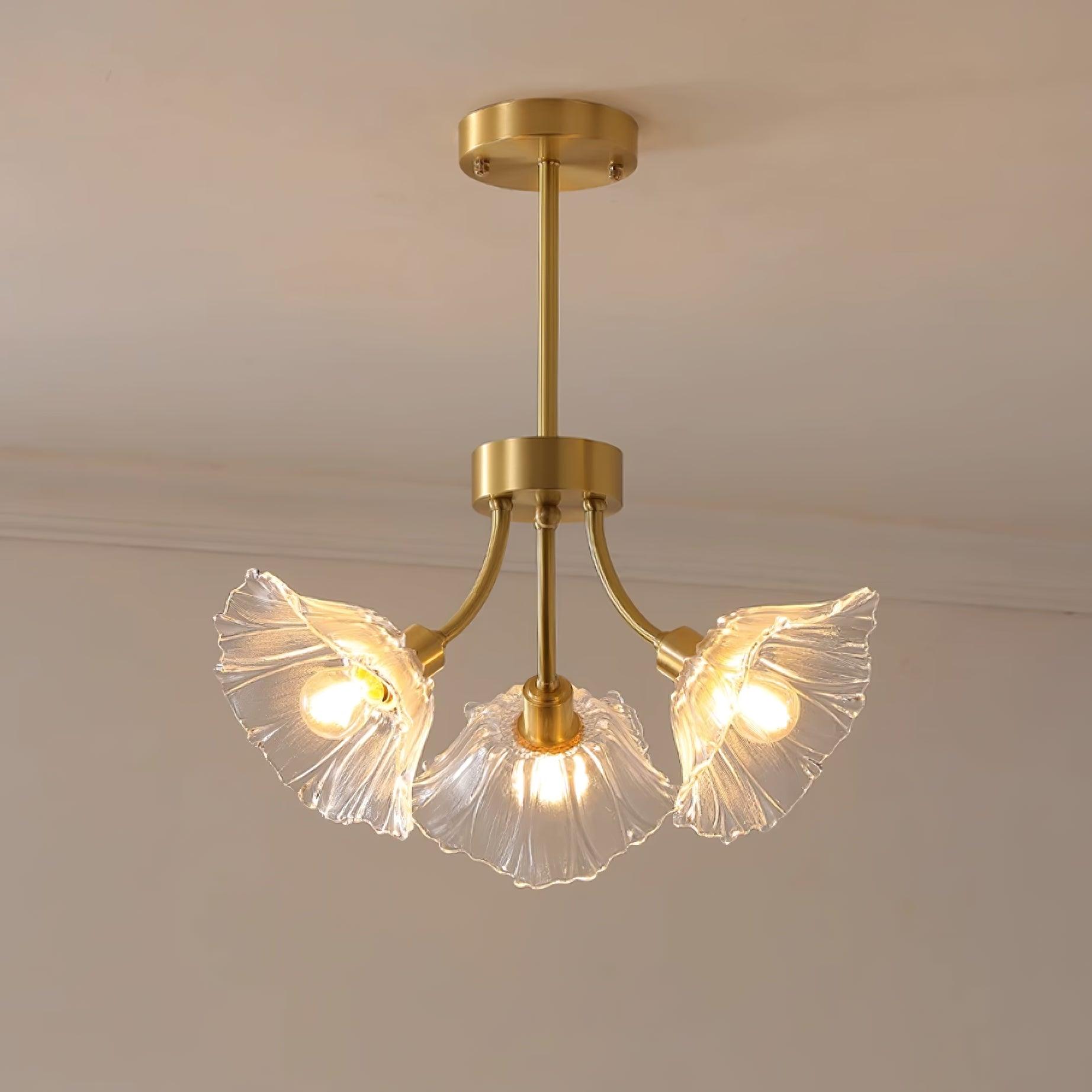 Lustra Chandelier Flower Glass with Brass Finish - Letslighting
