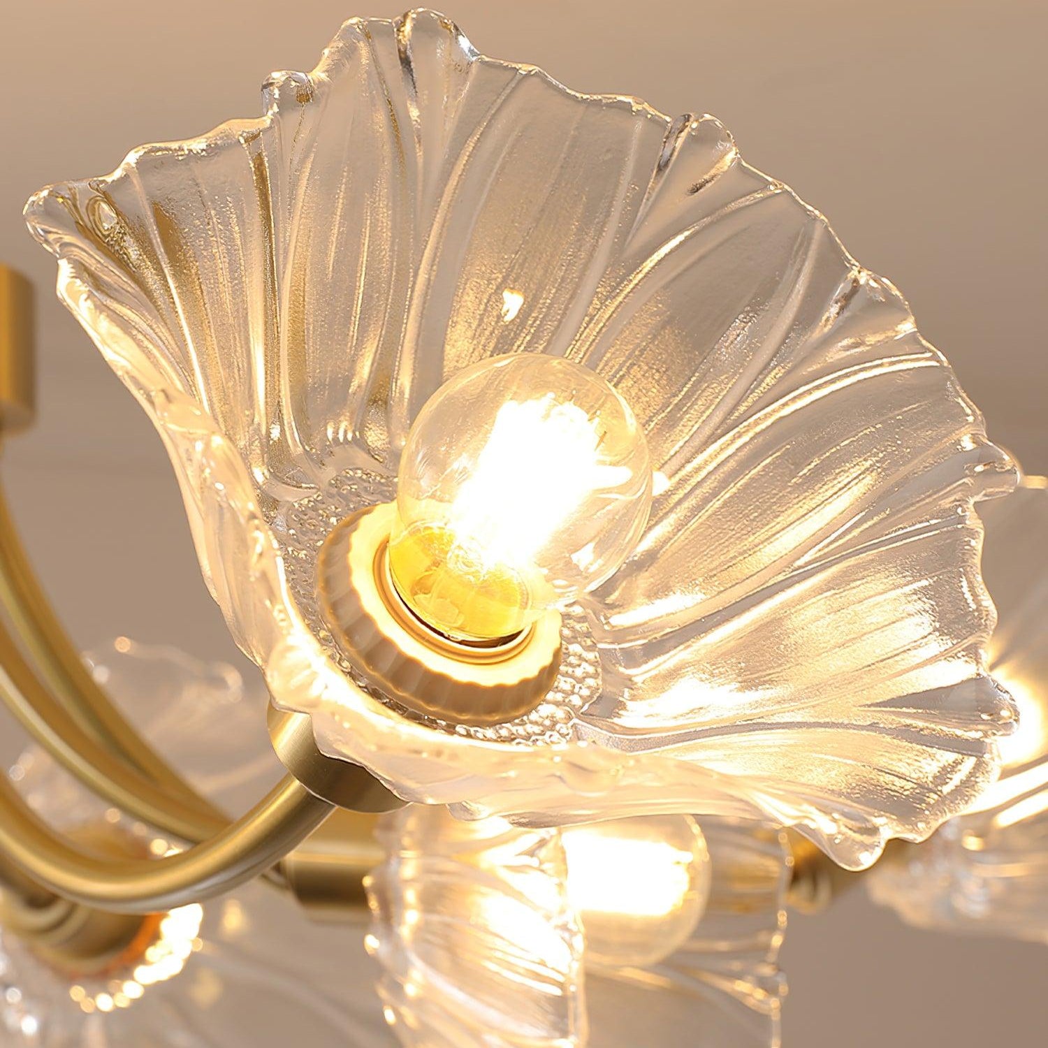 Lustra Chandelier Flower Glass with Brass Finish - Letslighting