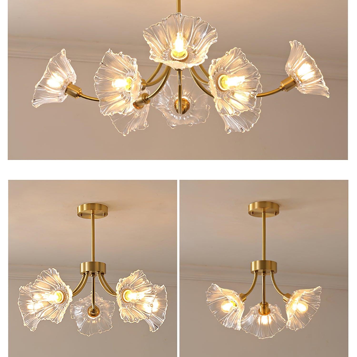 Lustra Chandelier Flower Glass with Brass Finish - Letslighting