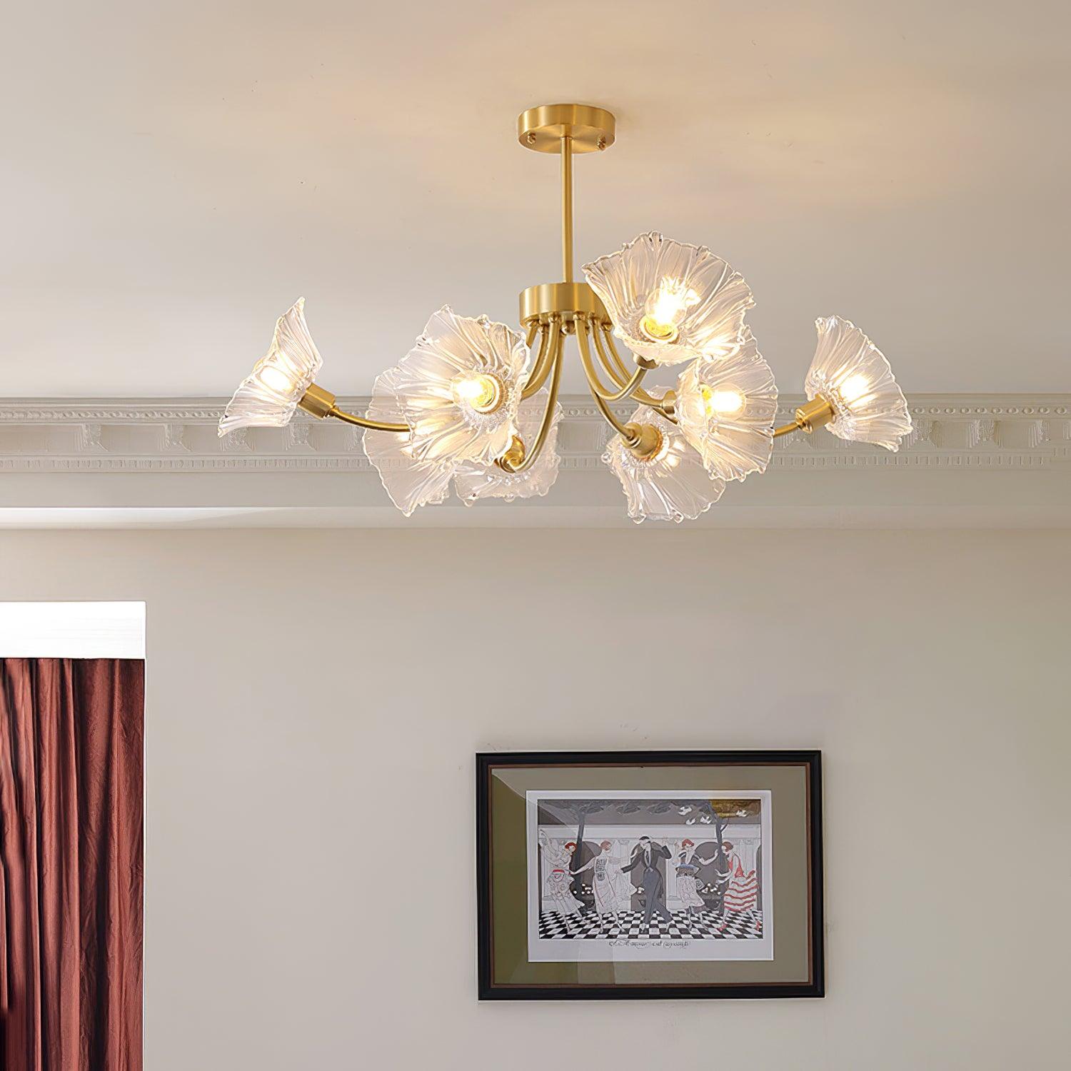 Lustra Chandelier Flower Glass with Brass Finish - Letslighting