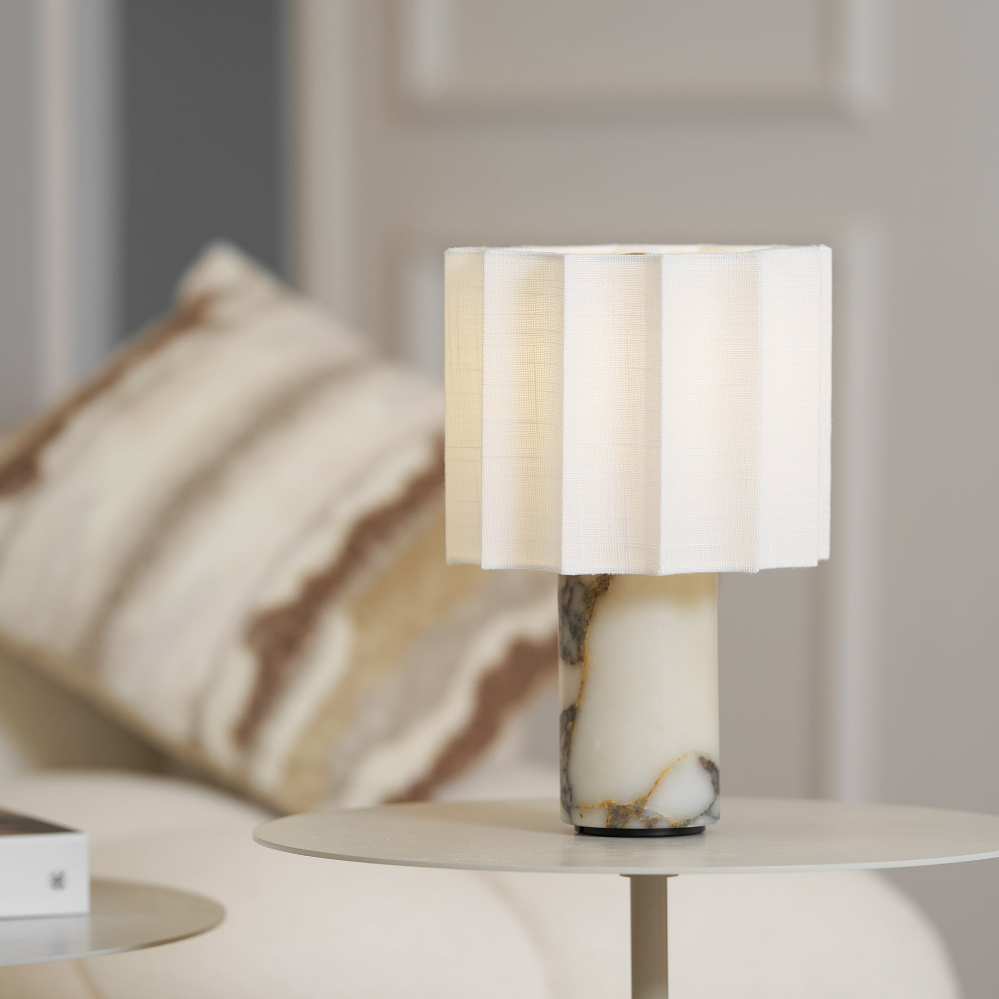 Serenity Pleated Fabric & Marble Table Lamp - Letslighting