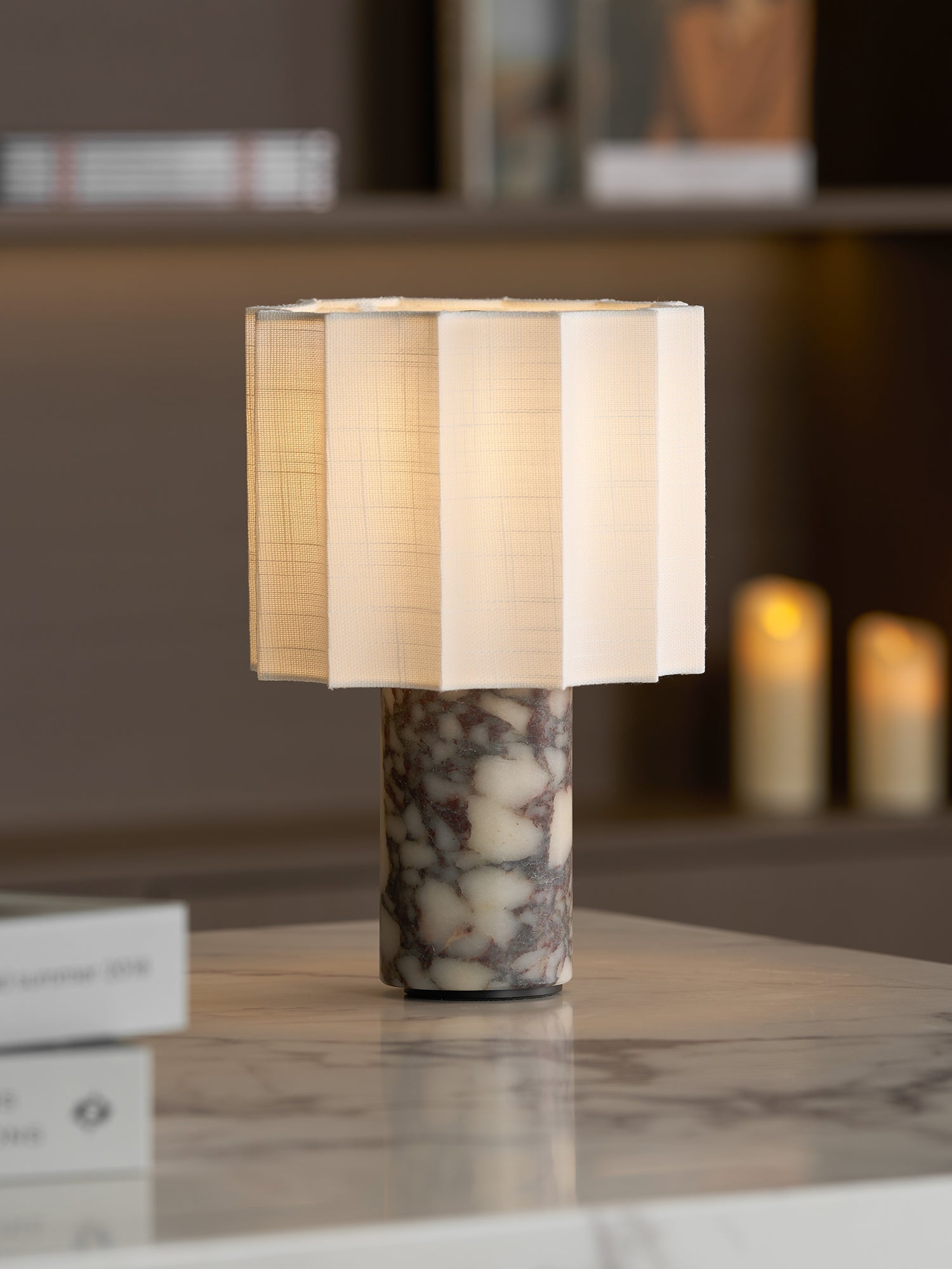 Serenity Pleated Fabric & Marble Table Lamp - Letslighting
