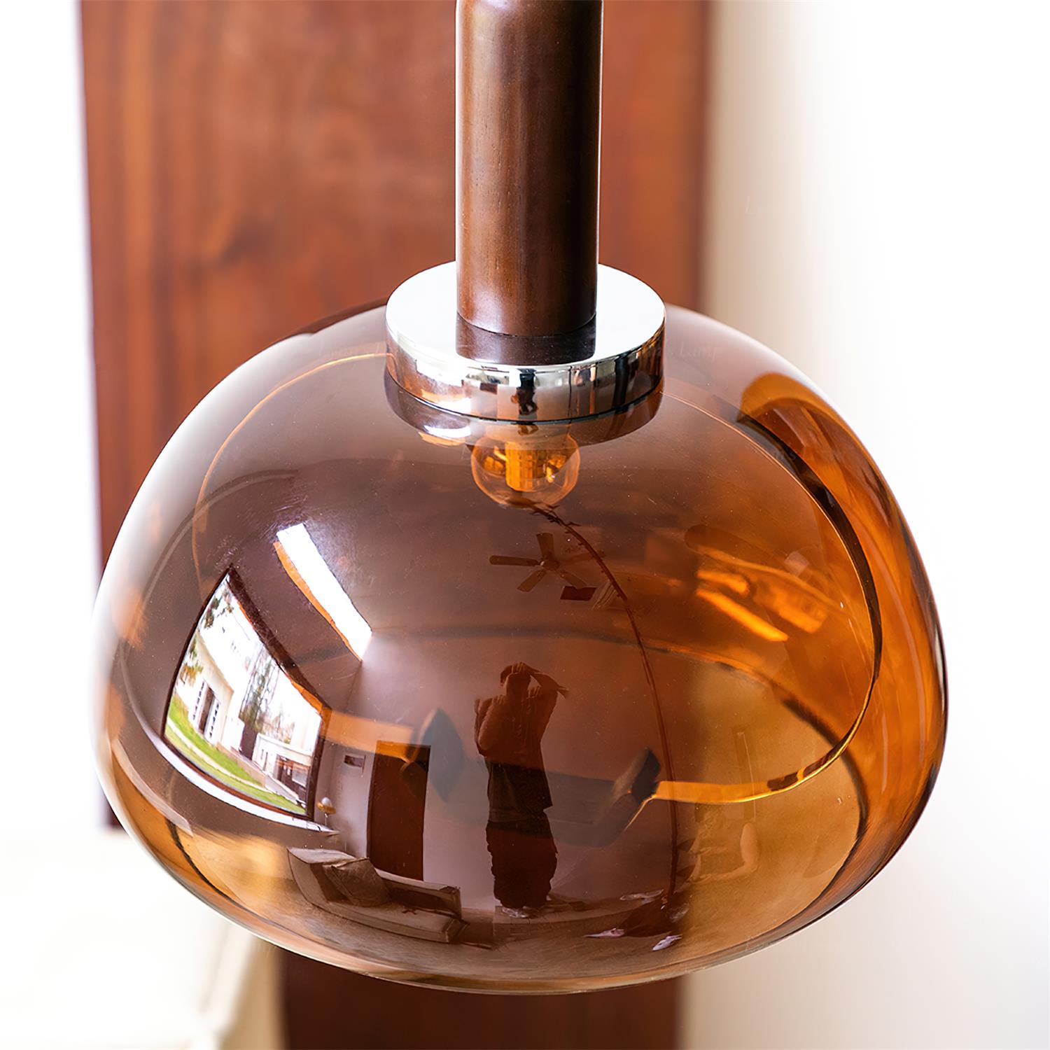 Karina Pendant Lamp Amber Glass Modern - Letslighting