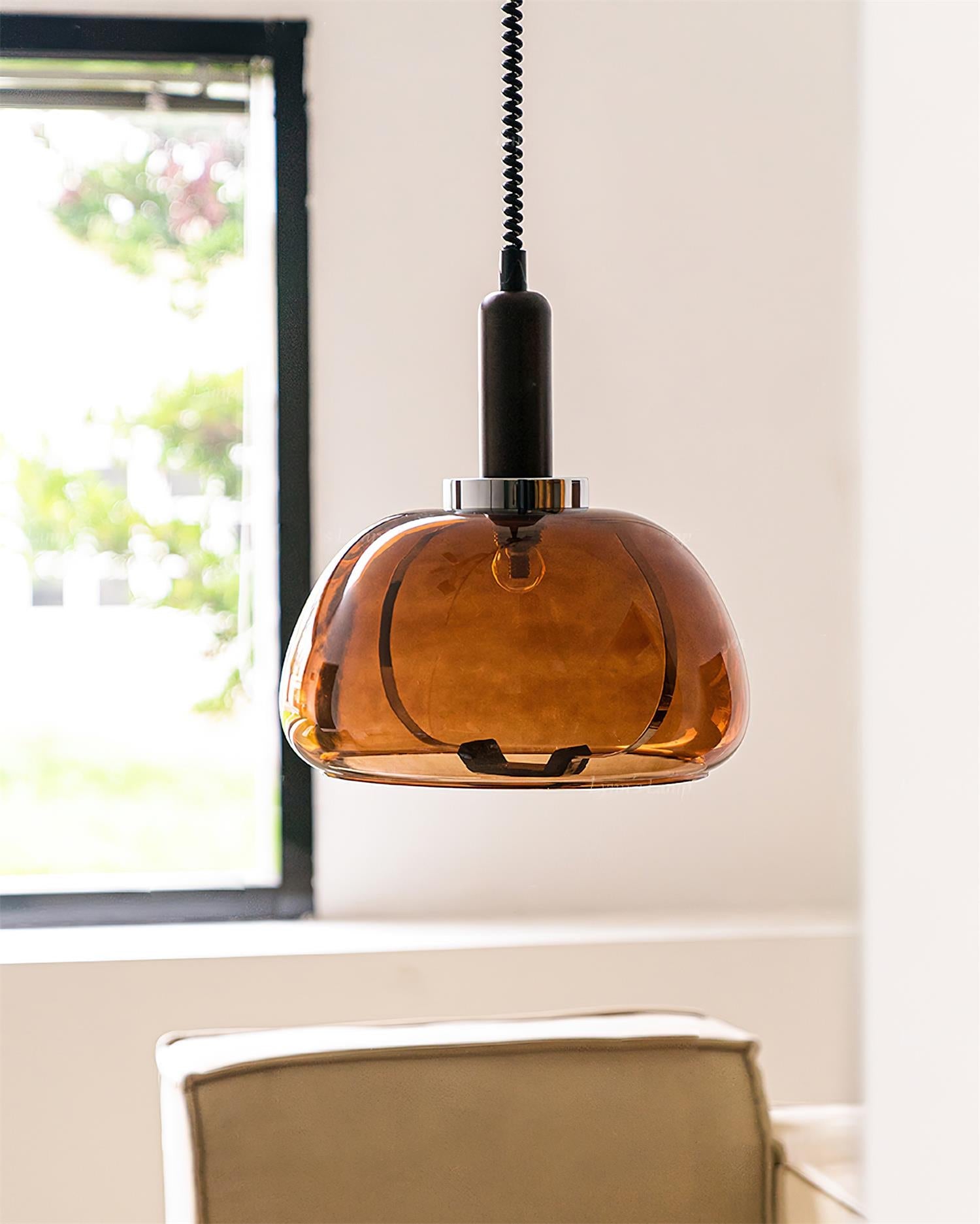 Karina Pendant Lamp Amber Glass Modern - Letslighting