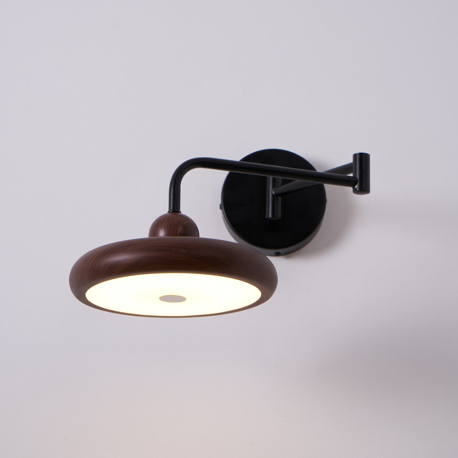 Kenshika Wooden Disc Black Wall Light - Letslighting