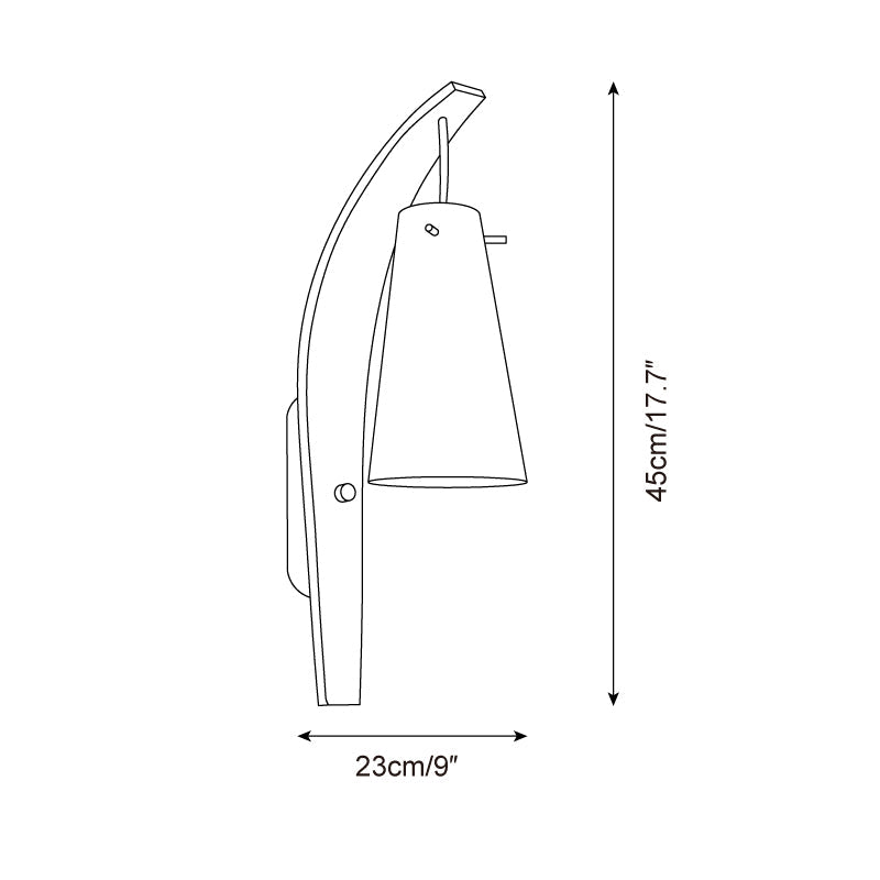Karo Wall Lamp Curved Wooden Arm Frosted Glass - Letslighting