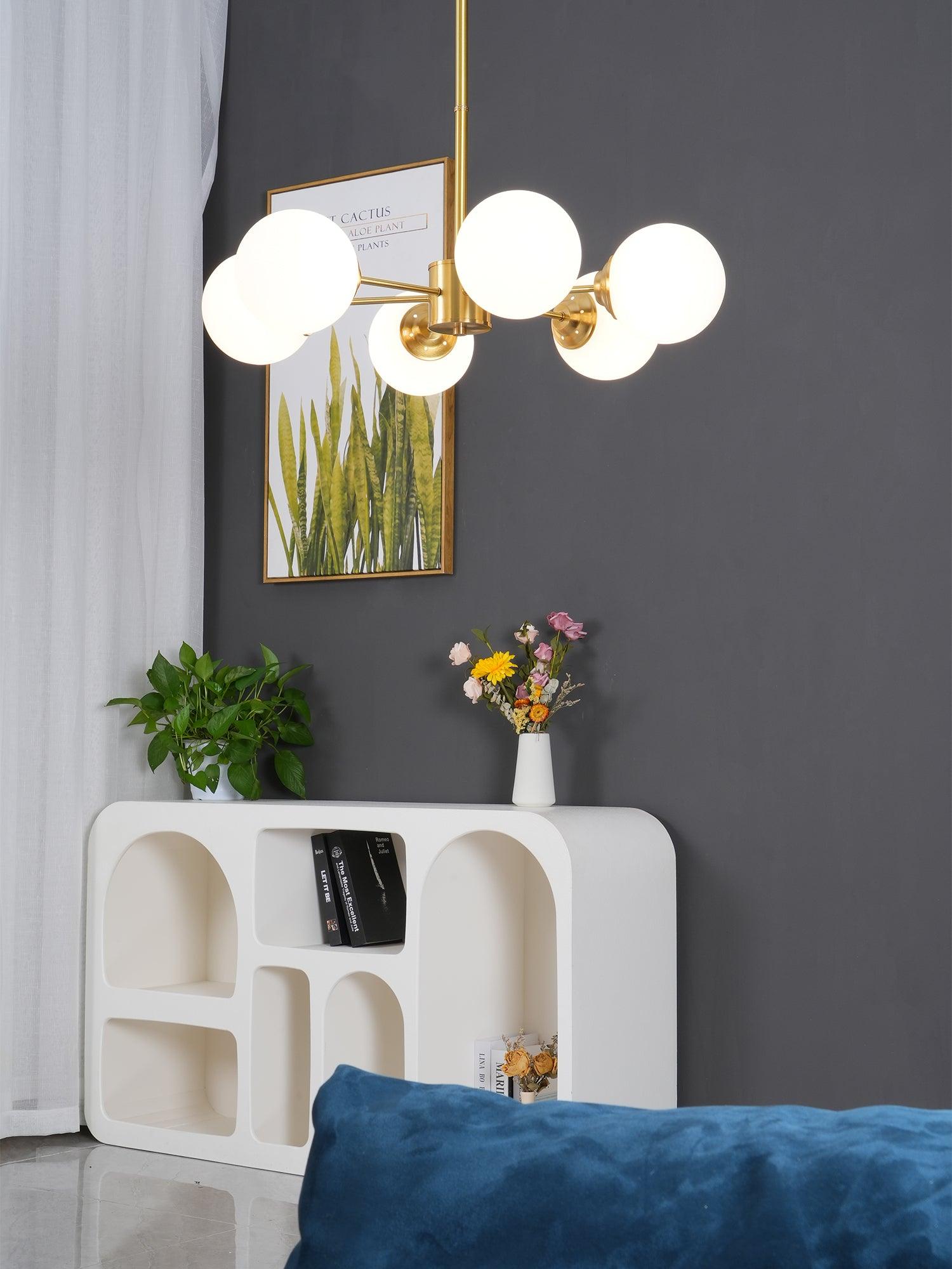 Lustra Chandelier Brass Opal Glass - Letslighting