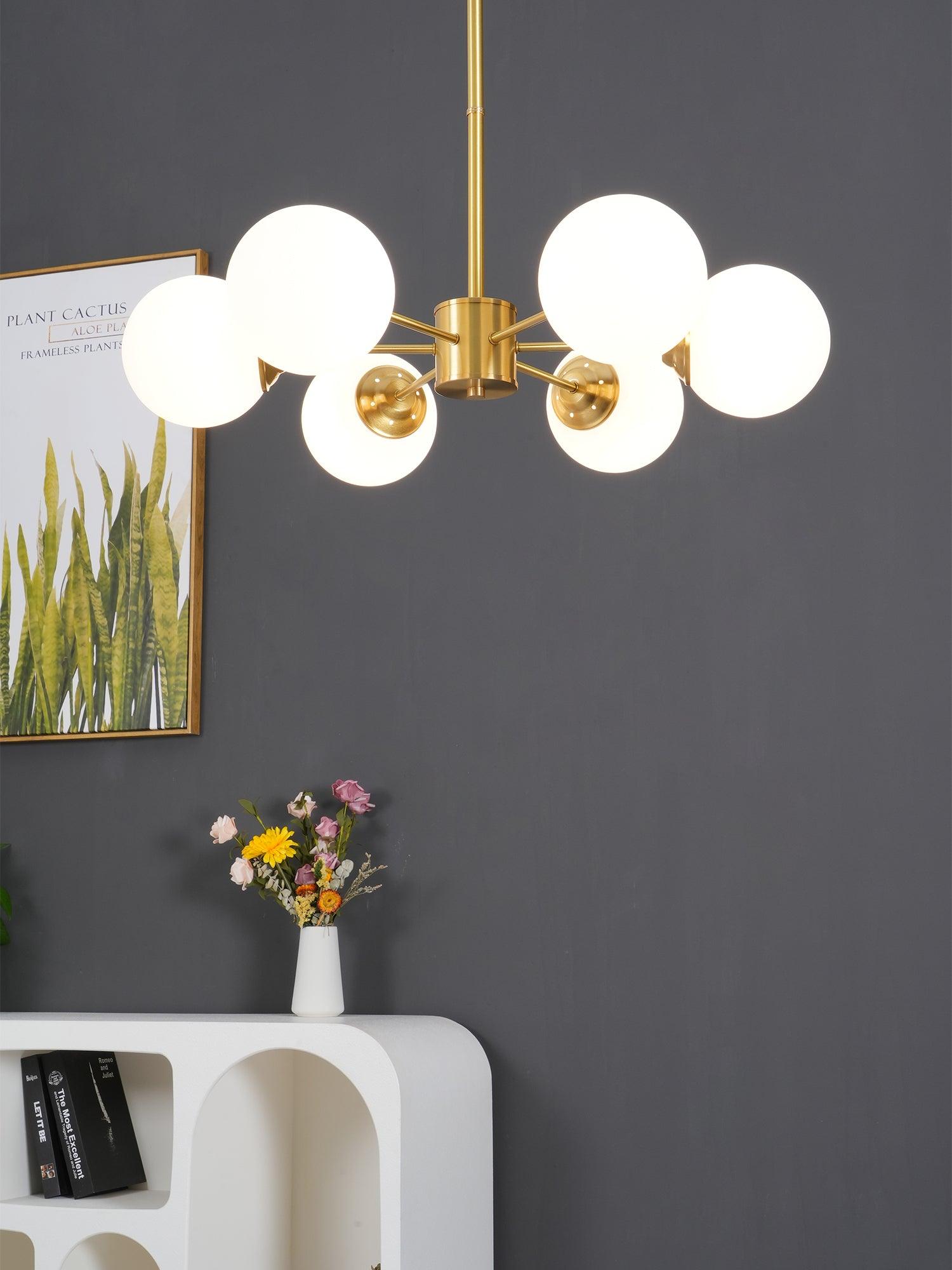 Lustra Chandelier Brass Opal Glass - Letslighting