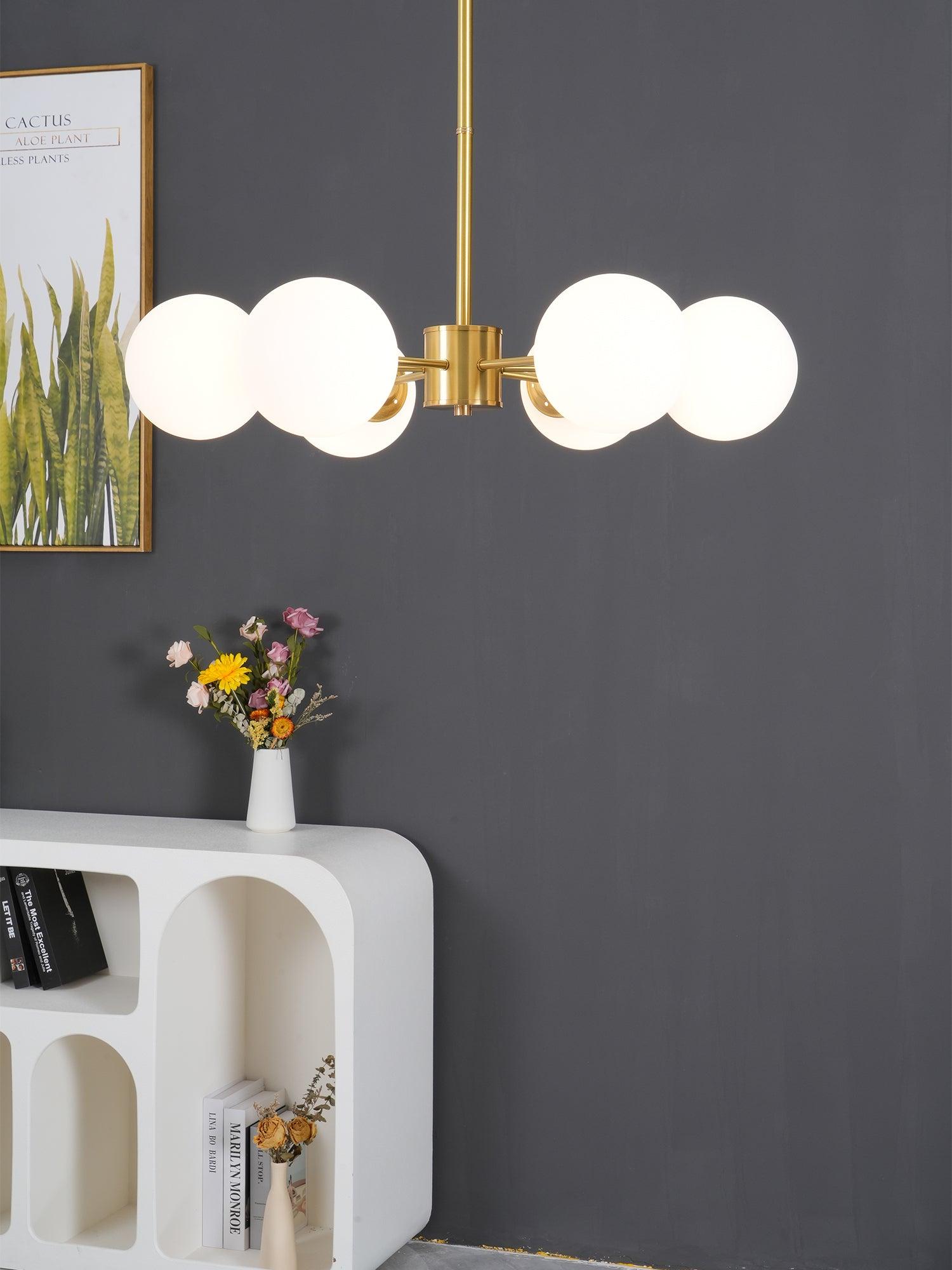 Lustra Chandelier Brass Opal Glass - Letslighting