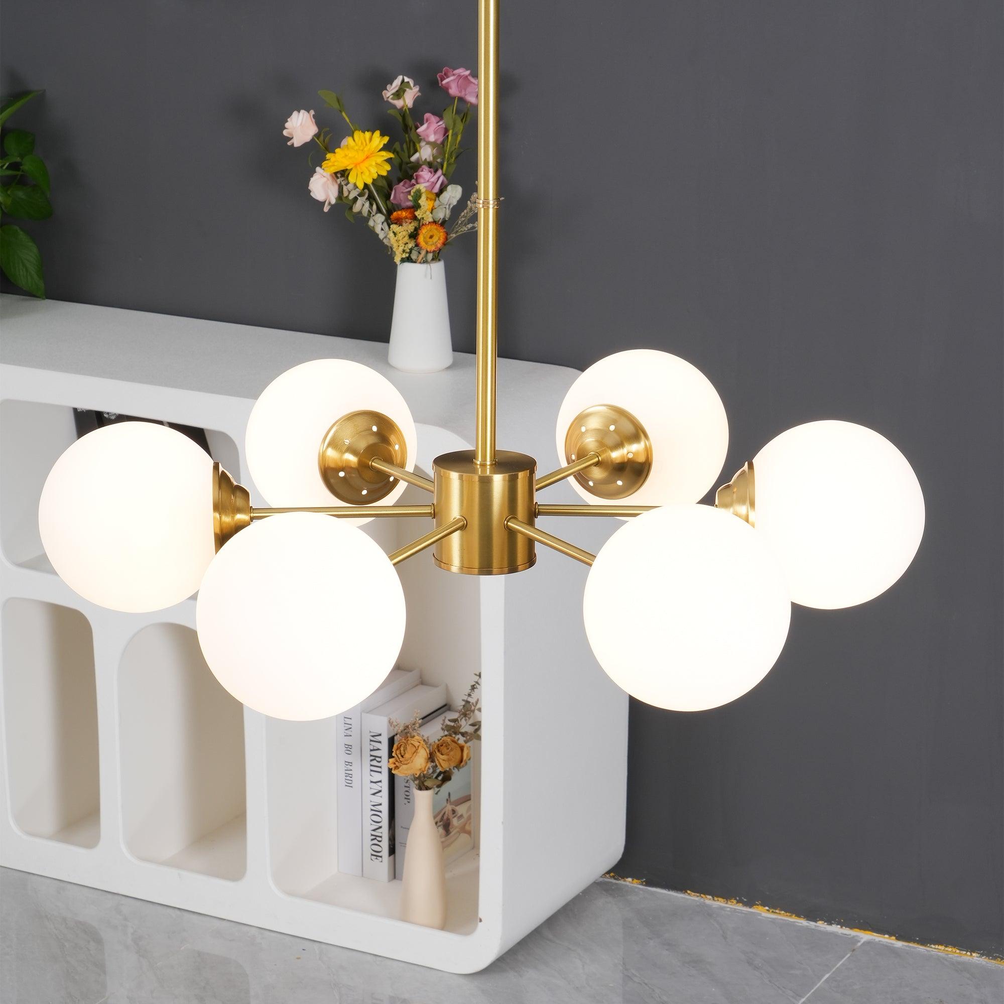 Lustra Chandelier Brass Opal Glass - Letslighting