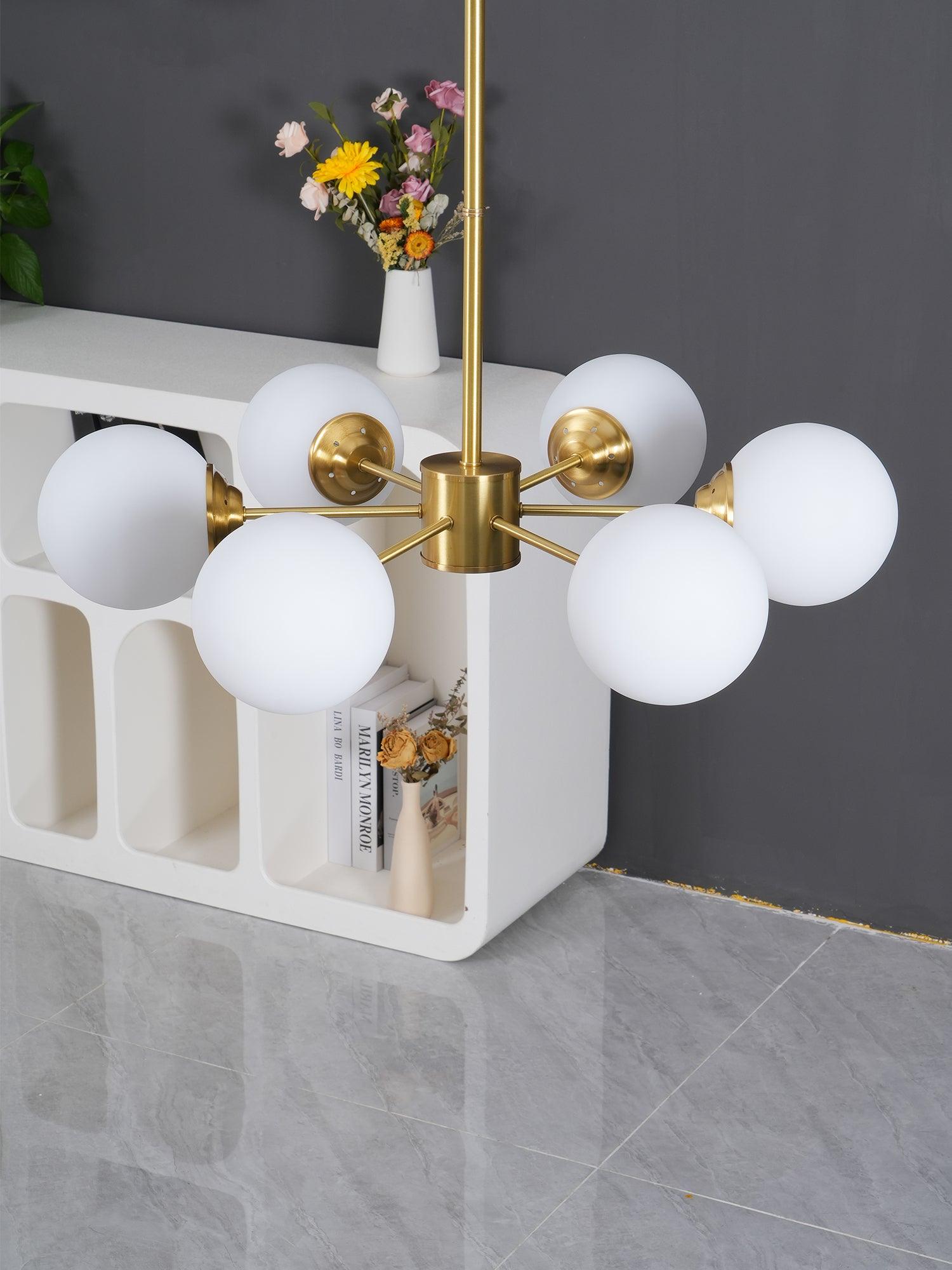 Lustra Chandelier Brass Opal Glass - Letslighting