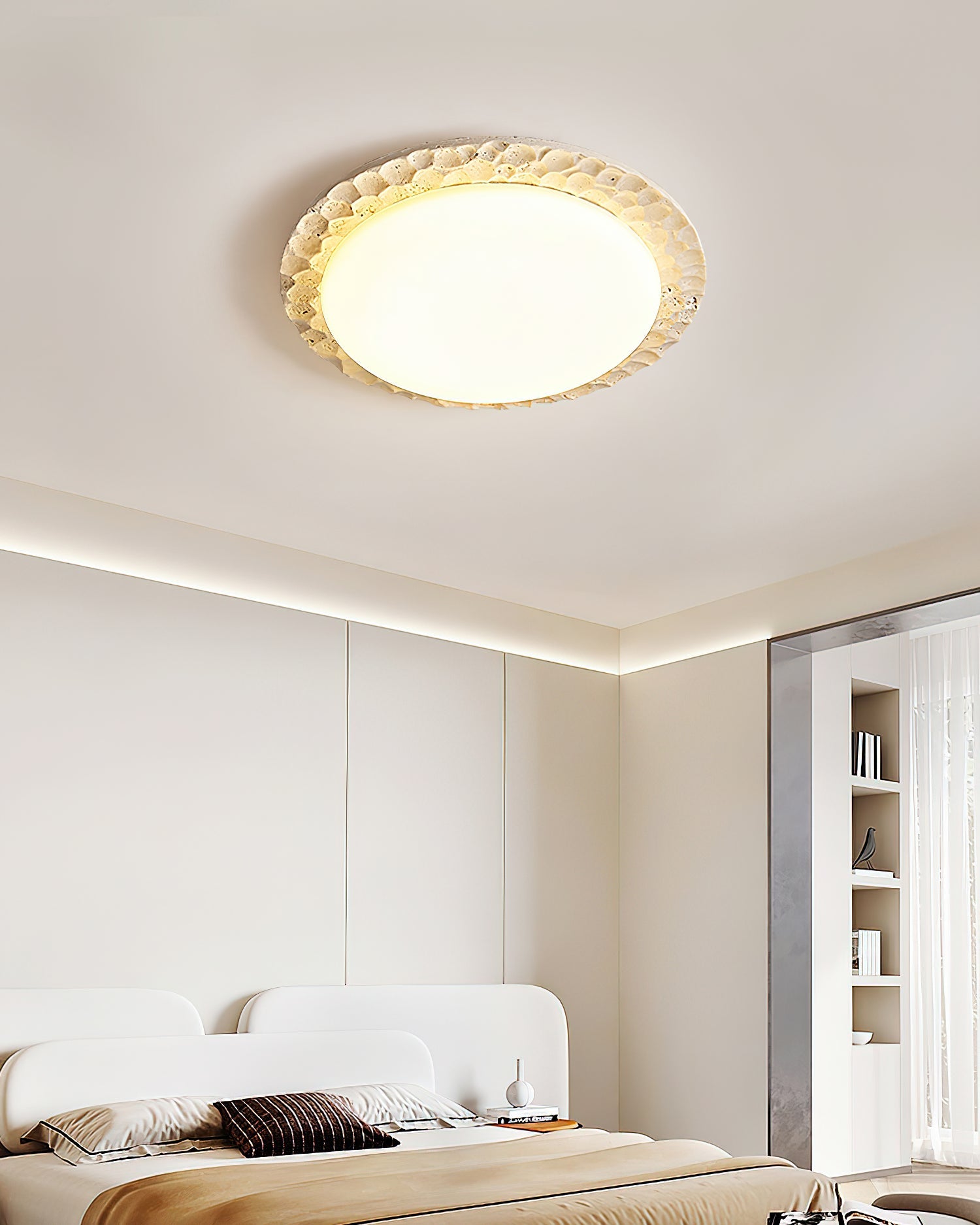 Ritta Ceiling Light Travertine Canopy - Letslighting