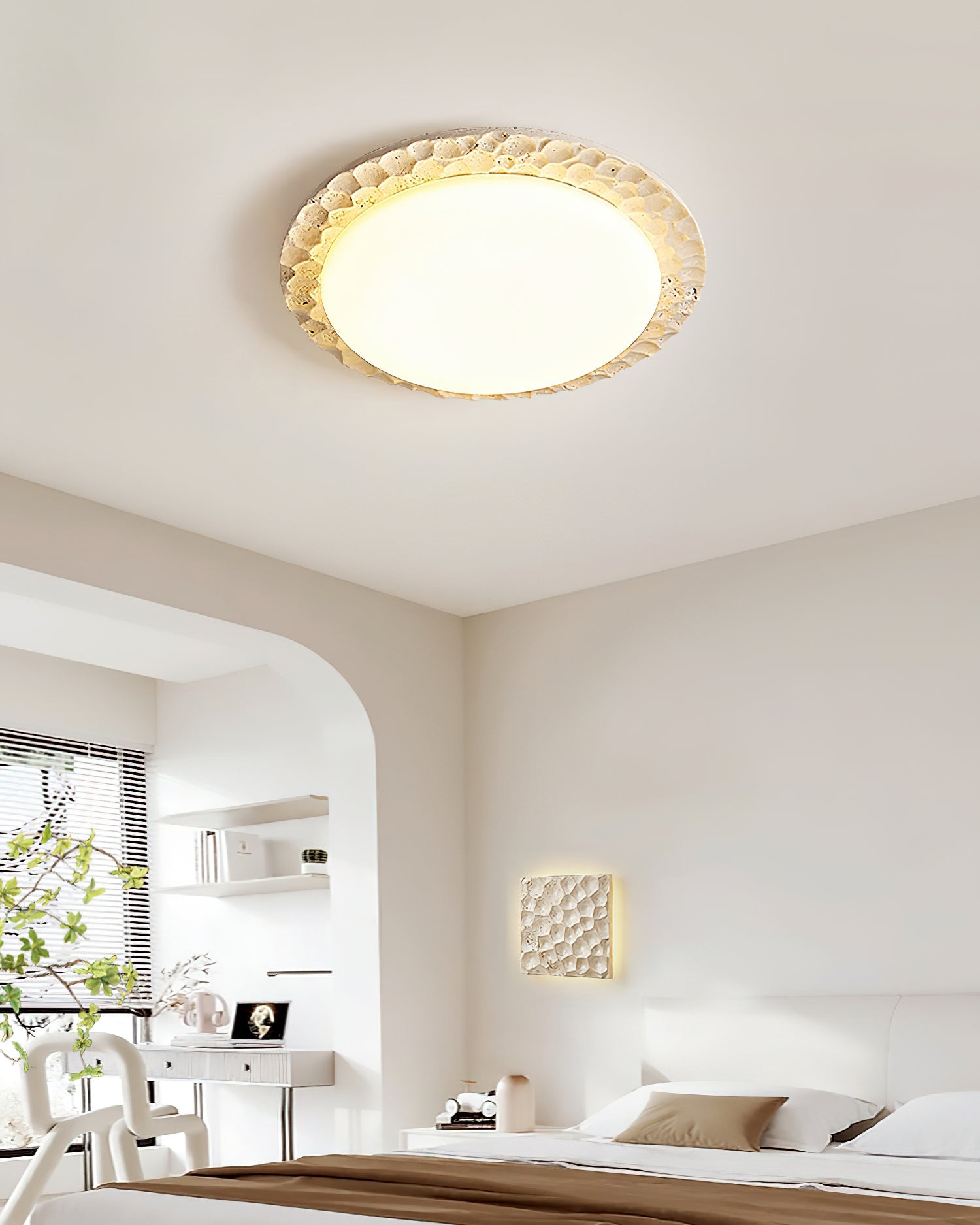 Ritta Ceiling Light Travertine Canopy - Letslighting