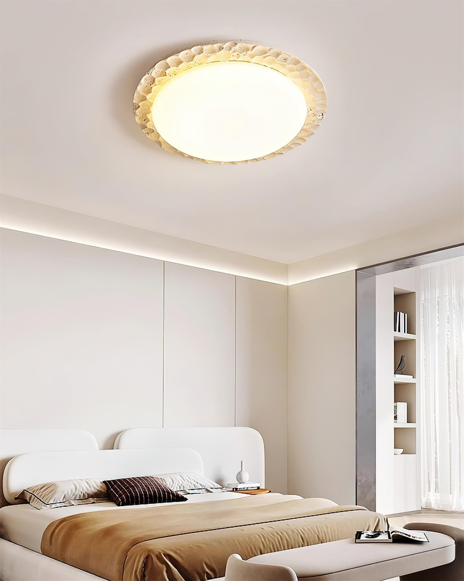 Ritta Ceiling Light Travertine Canopy - Letslighting