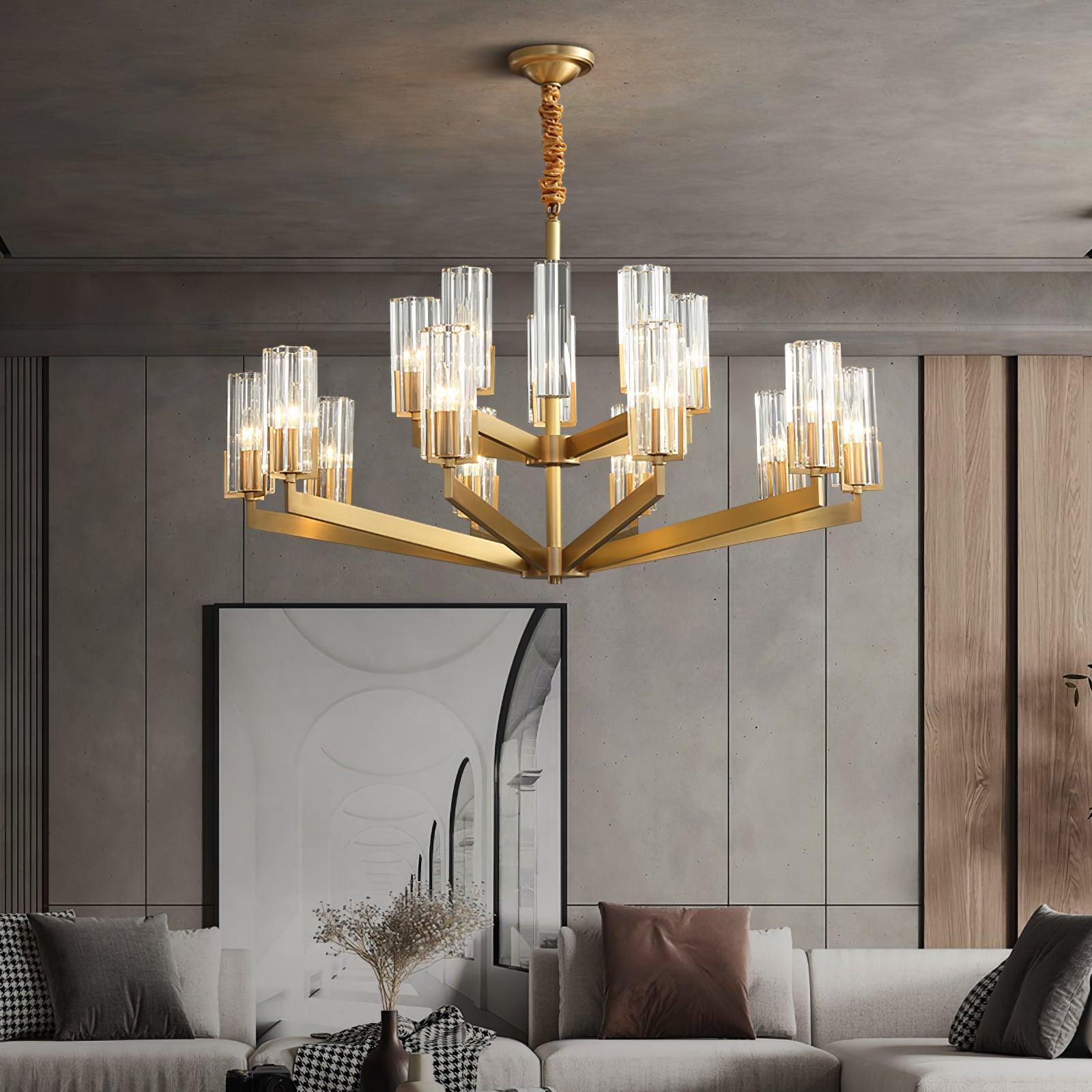 Lustra Chandelier Brass Glass Modern - Letslighting