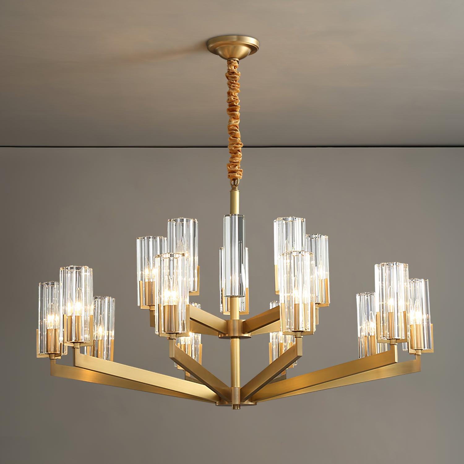 Lustra Chandelier Brass Glass Modern - Letslighting
