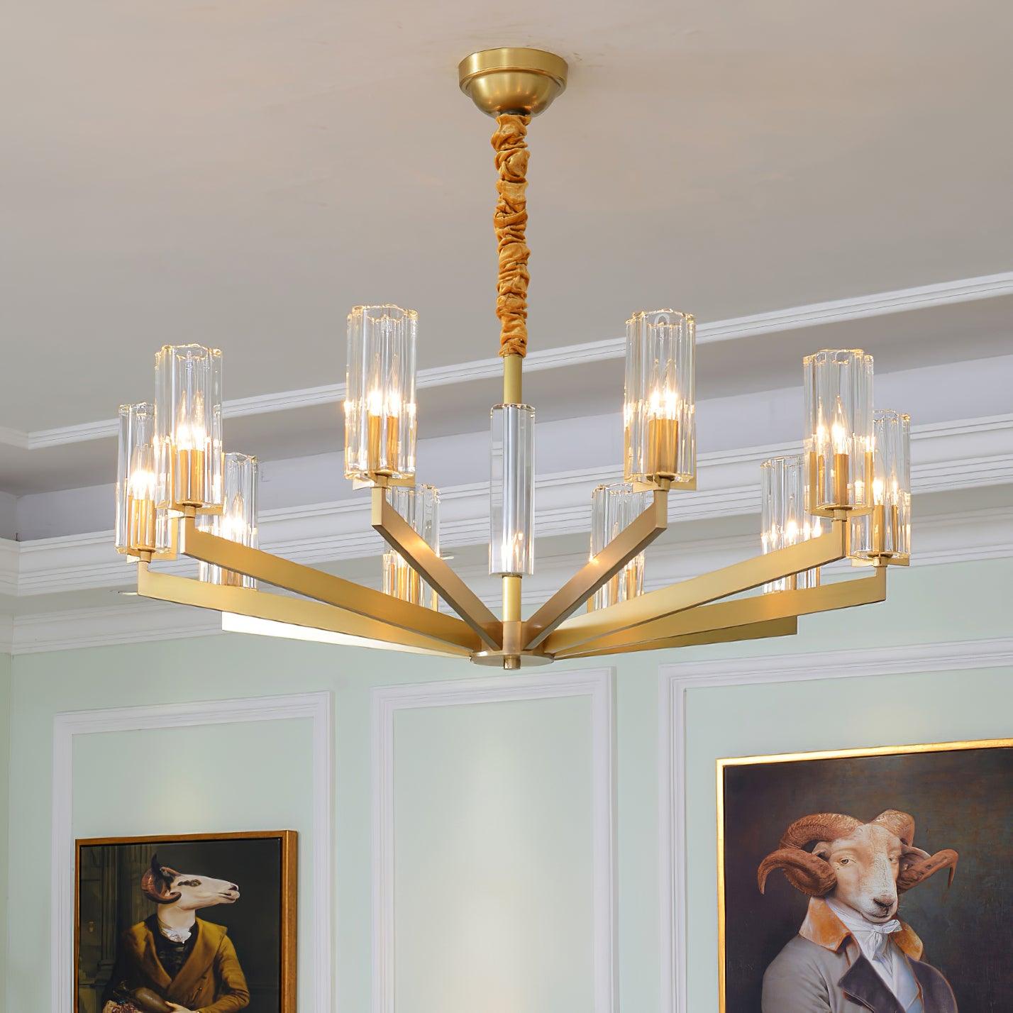 Lustra Chandelier Brass Glass Modern - Letslighting