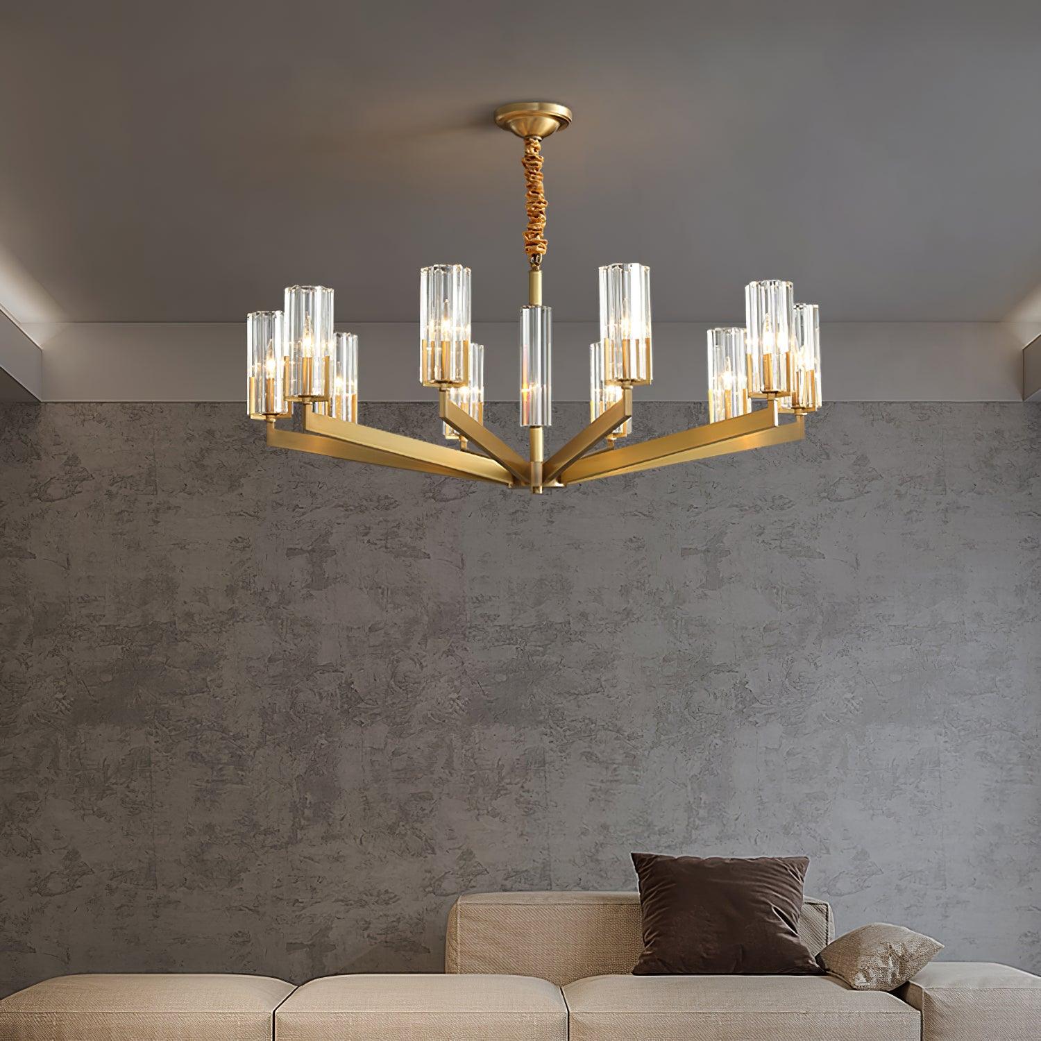 Lustra Chandelier Brass Glass Modern - Letslighting
