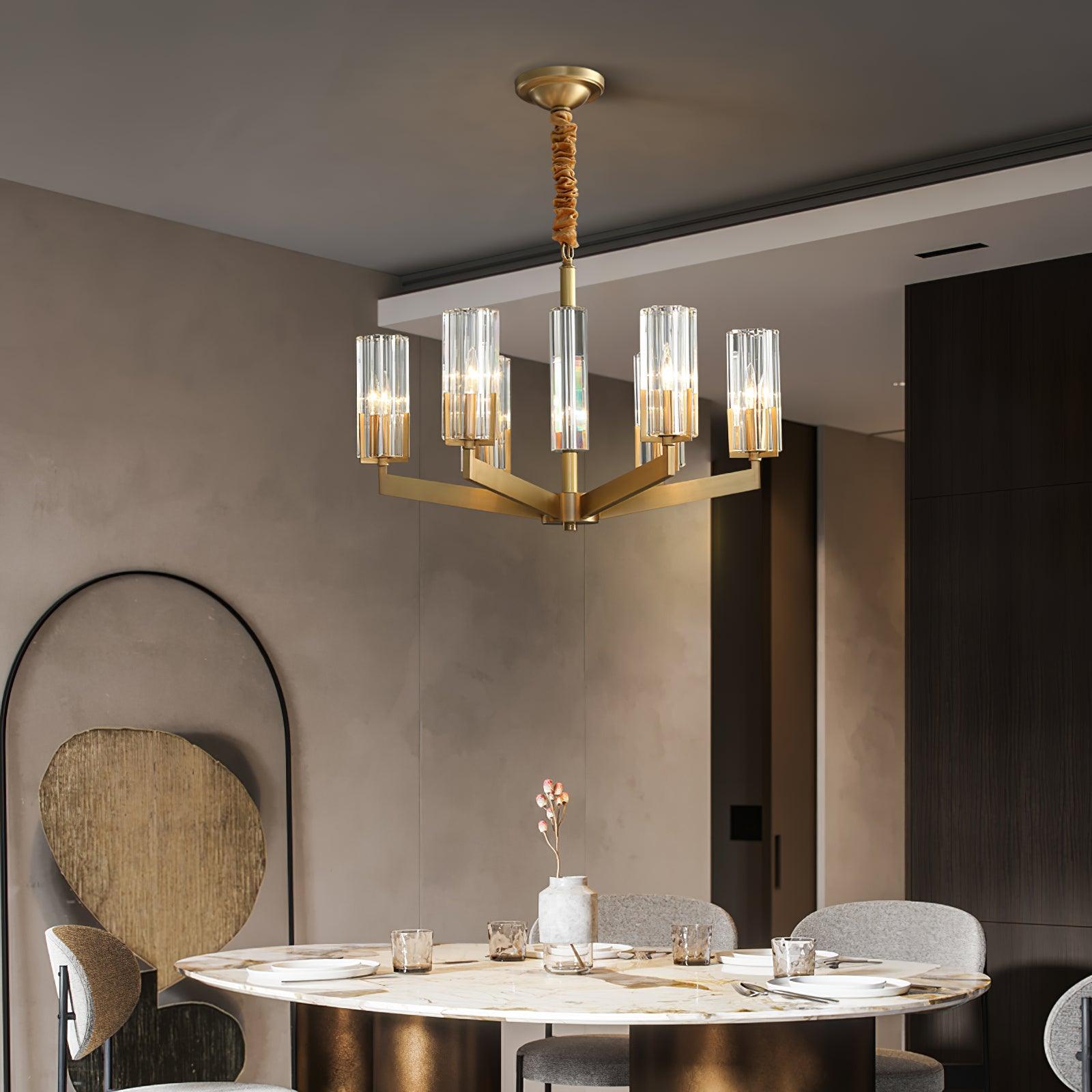 Lustra Chandelier Brass Glass Modern - Letslighting