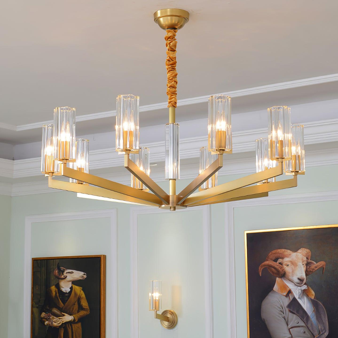 Lustra Chandelier Brass Glass Modern - Letslighting
