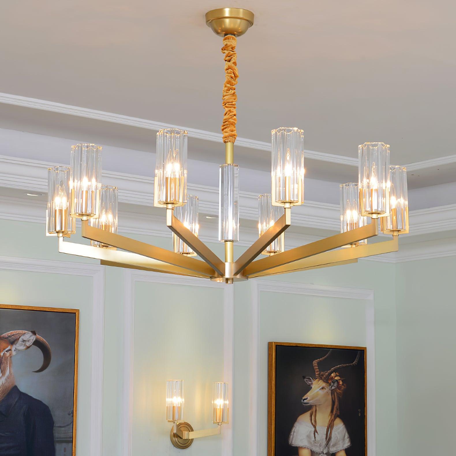 Lustra Chandelier Brass Glass Modern - Letslighting