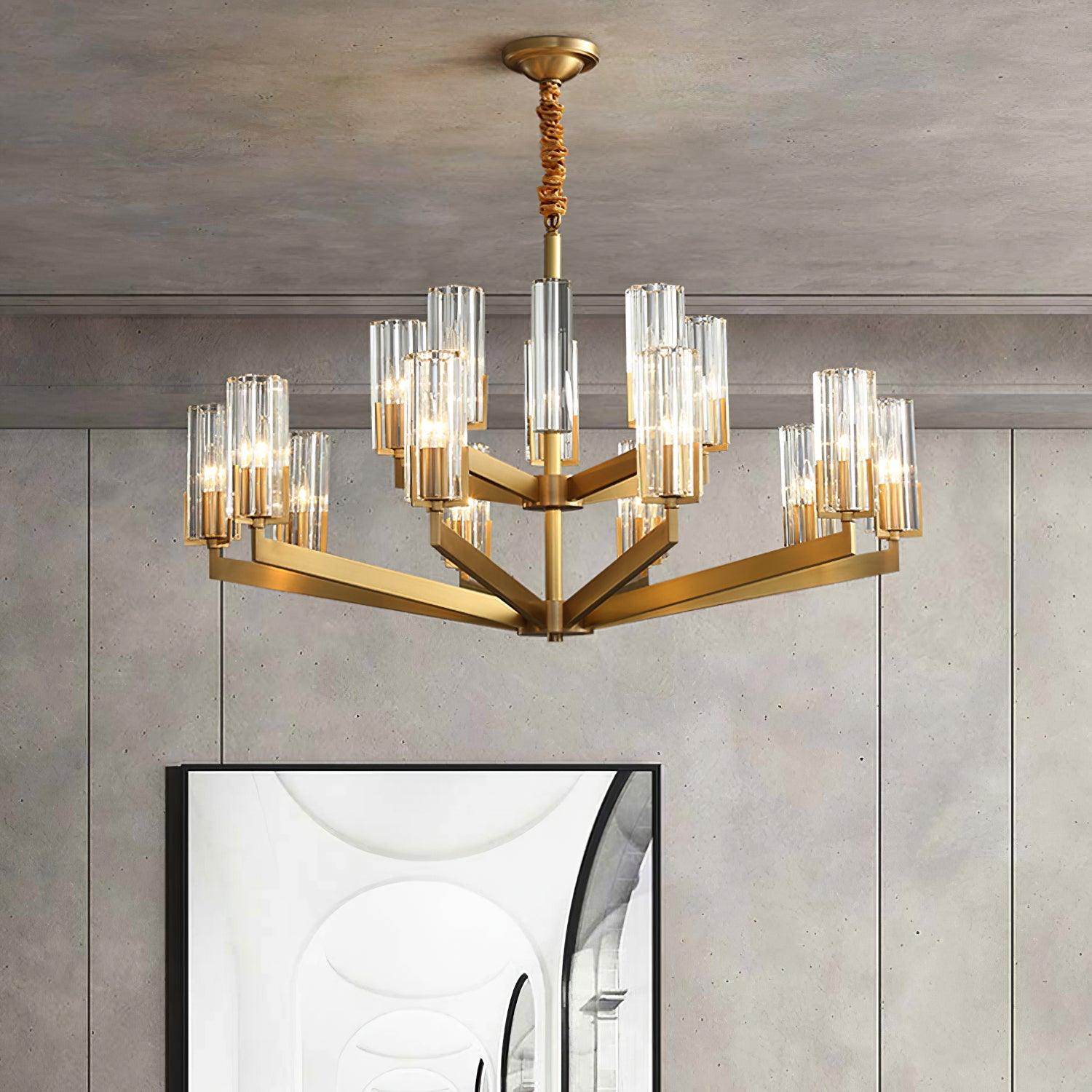 Lustra Chandelier Brass Glass Modern - Letslighting
