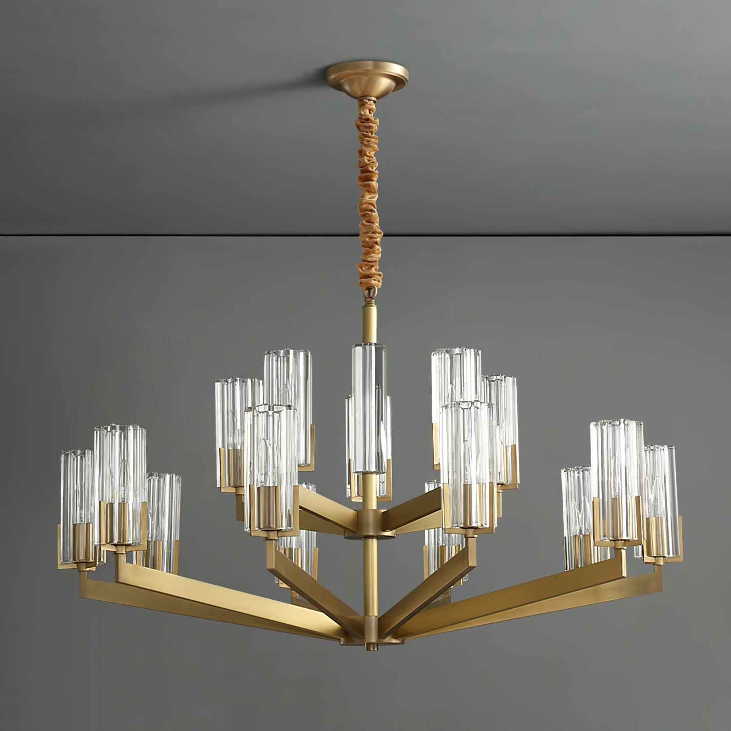 Lustra Chandelier Brass Glass Modern - Letslighting