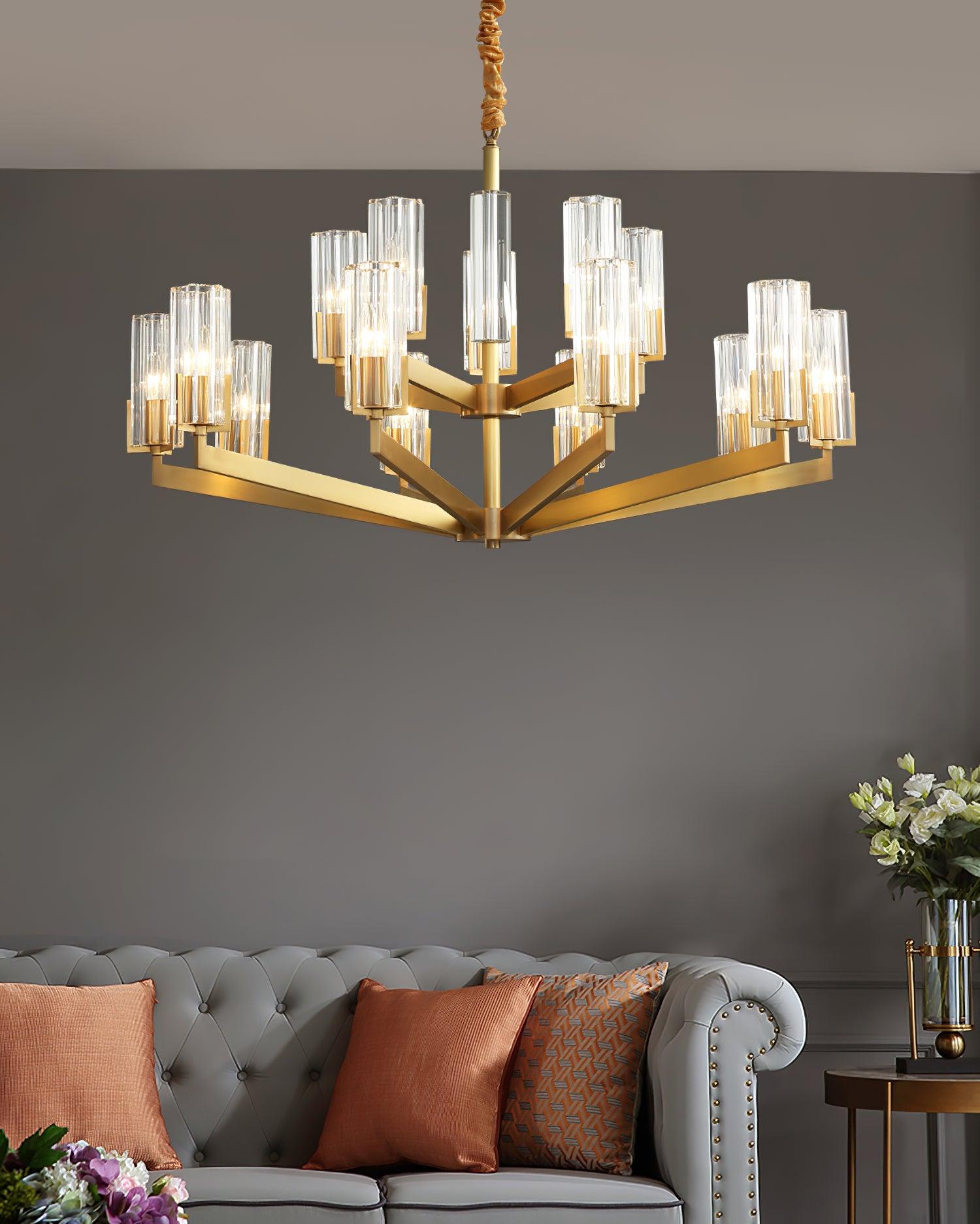 Lustra Chandelier Brass Glass Modern - Letslighting