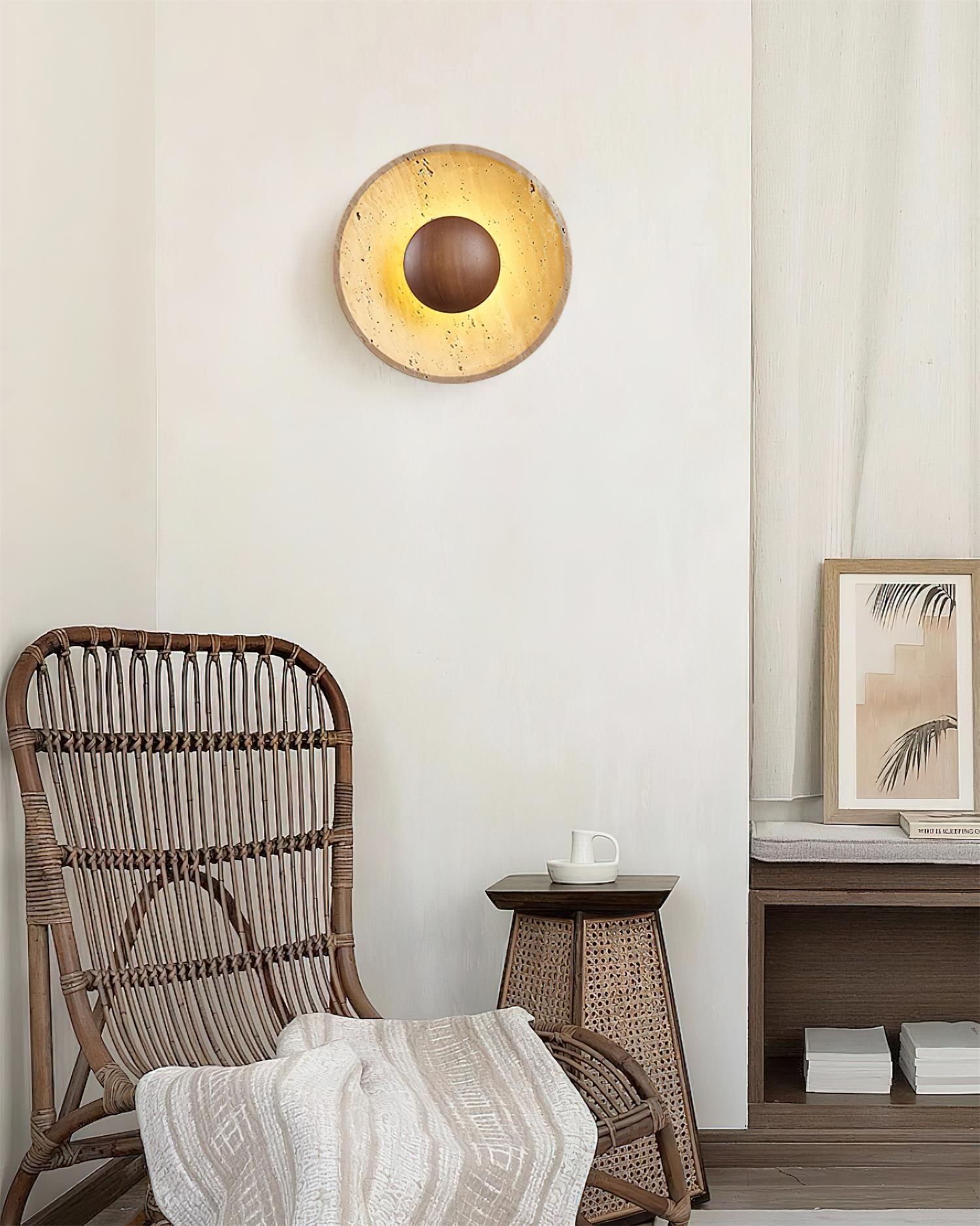 Gionne Wood & Travertine Wall Lamp - Letslighting