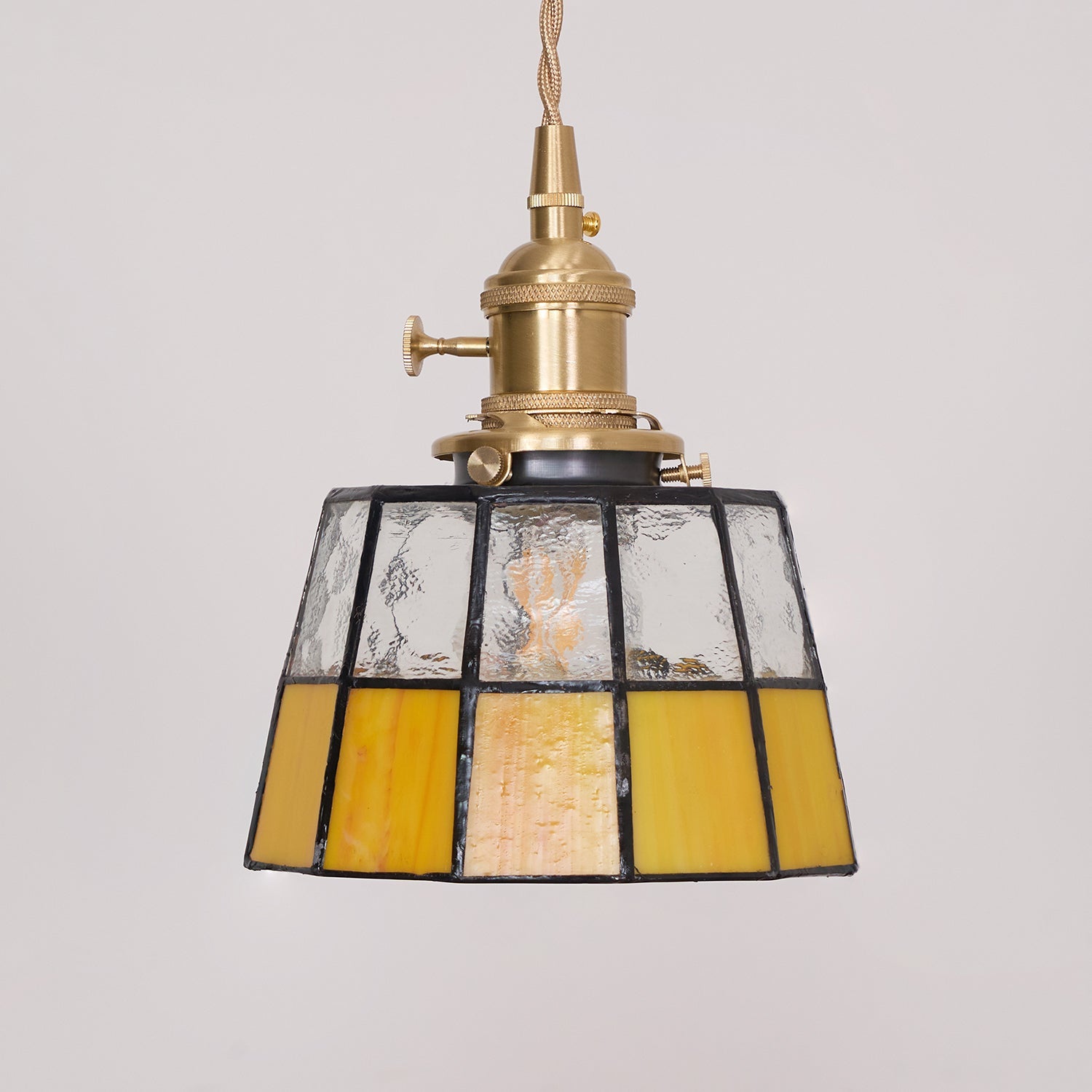 Pendant Lamp Stained Glass Shade Vintage Pattern Brass Retro - Letslighting